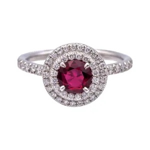 Tiffany & Co Platinum Soleste Round Ruby and Diamond Ring