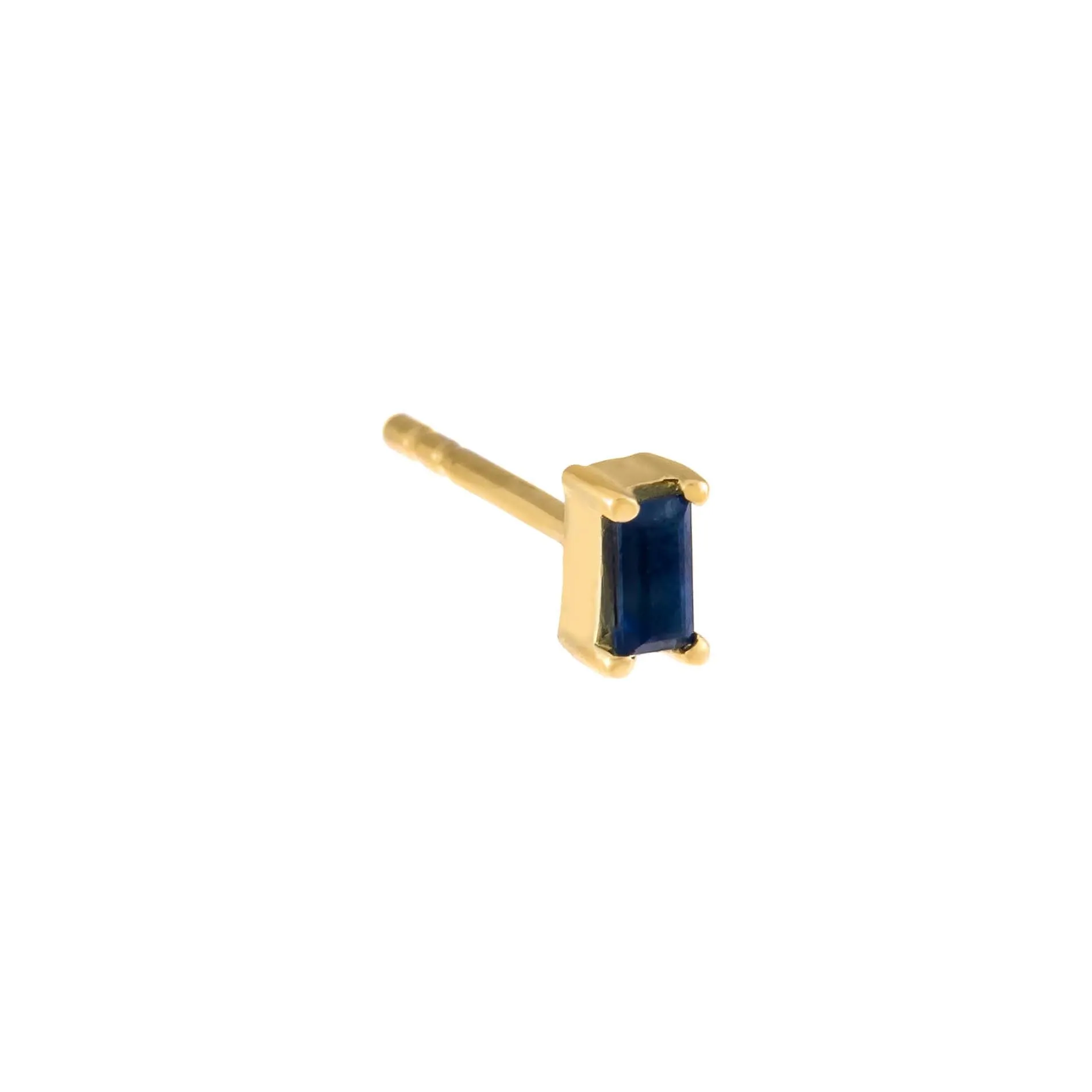 Tiny Colored Gemstone Baguette Stud Earring 14K