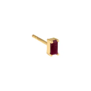 Tiny Colored Gemstone Baguette Stud Earring 14K
