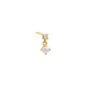 Tiny CZ X Pearl Shaker Stud Earring
