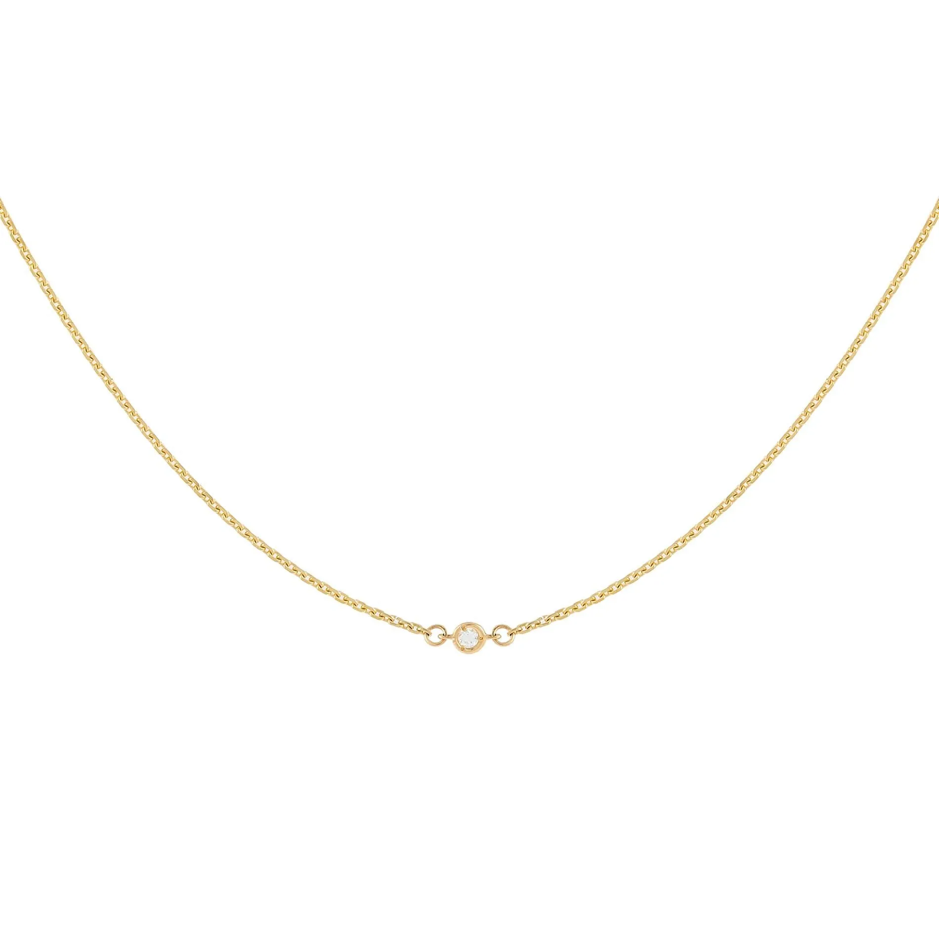 Tiny Diamond Bezel Necklace 14K