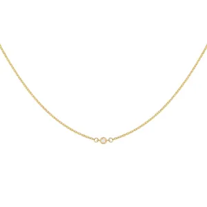 Tiny Diamond Bezel Necklace 14K