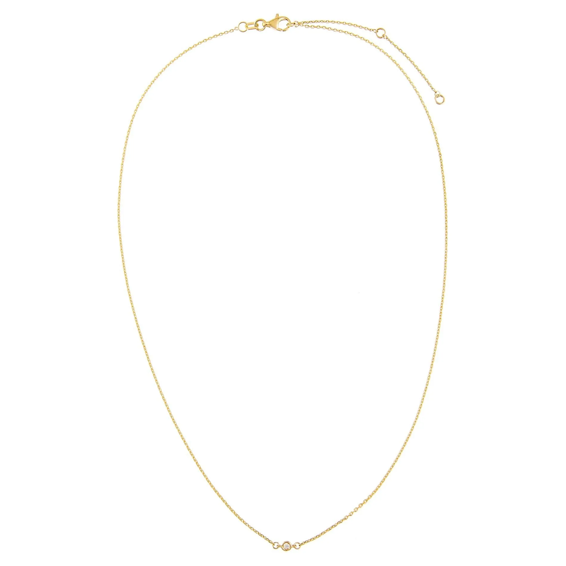 Tiny Diamond Bezel Necklace 14K