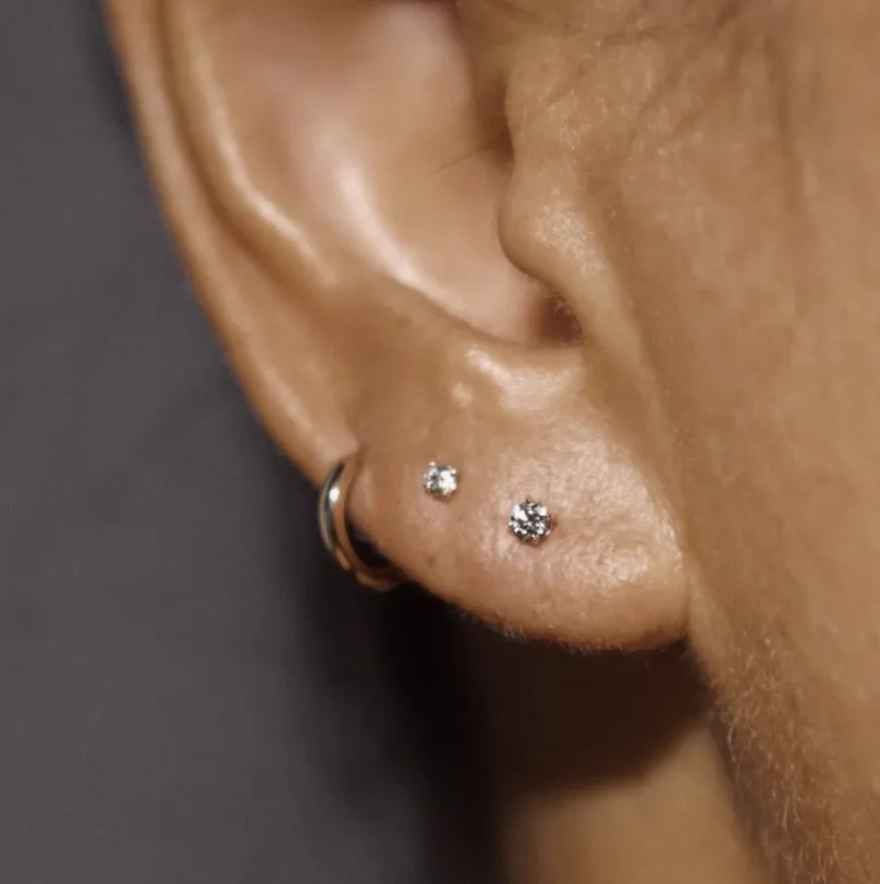 Tiny Diamond Stud Earring - Solid 14kt