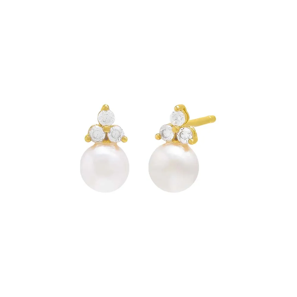 Tiny Pearl Trio Cluster Stud Earring