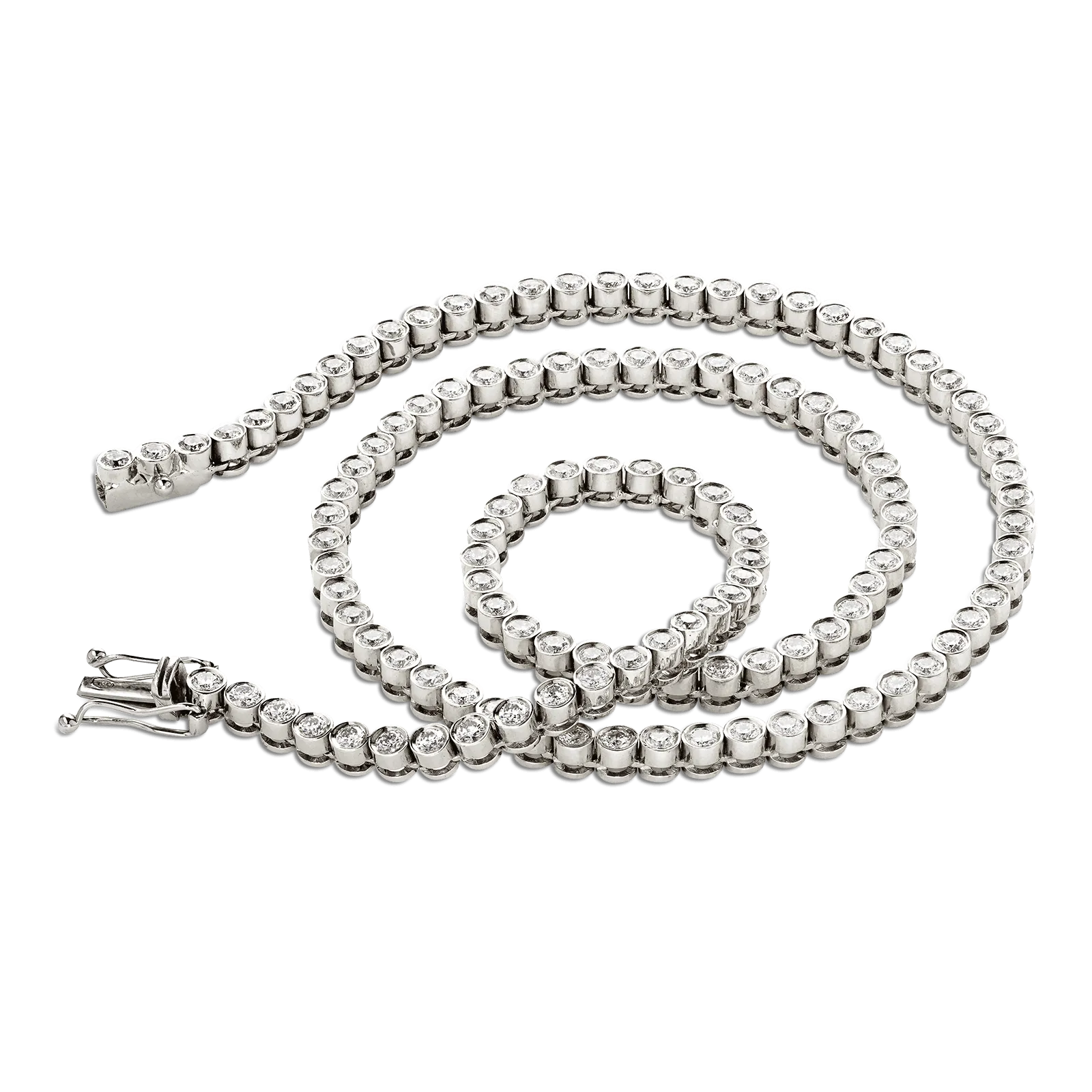 Titania 18ct White Gold Straight Rubover Set Diamond Tennis Necklace