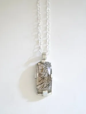 Tourmalated Quartz Pendant Necklace in Silver
