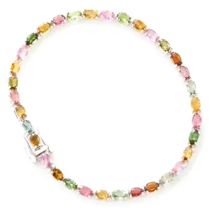 Tourmaline 925 Sterling Silver Tennis Bracelet Jewelry