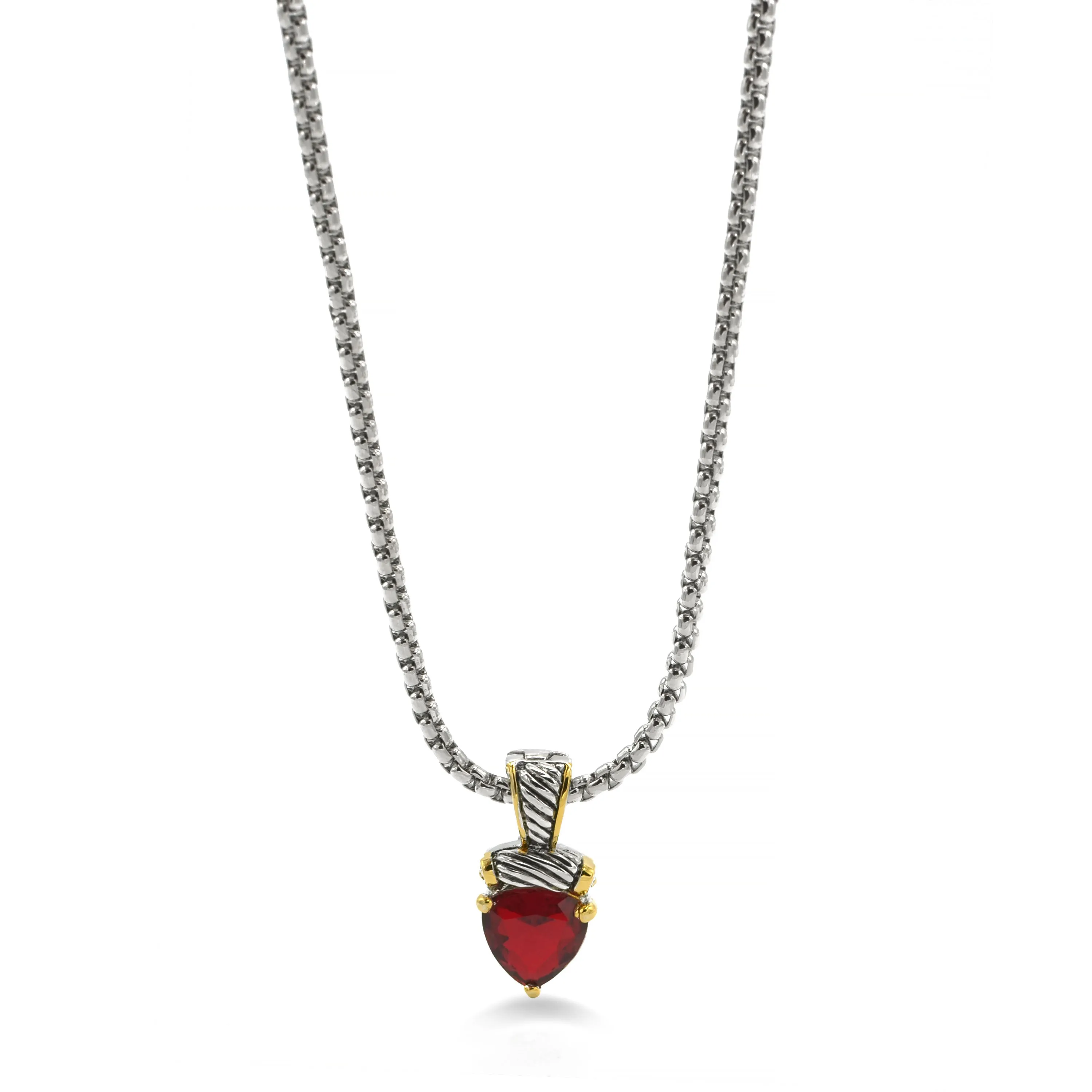 TWO TONE SIAM CRYSTAL PENDANT NECKLACE#4112EH-TT-SIAM(FF4)