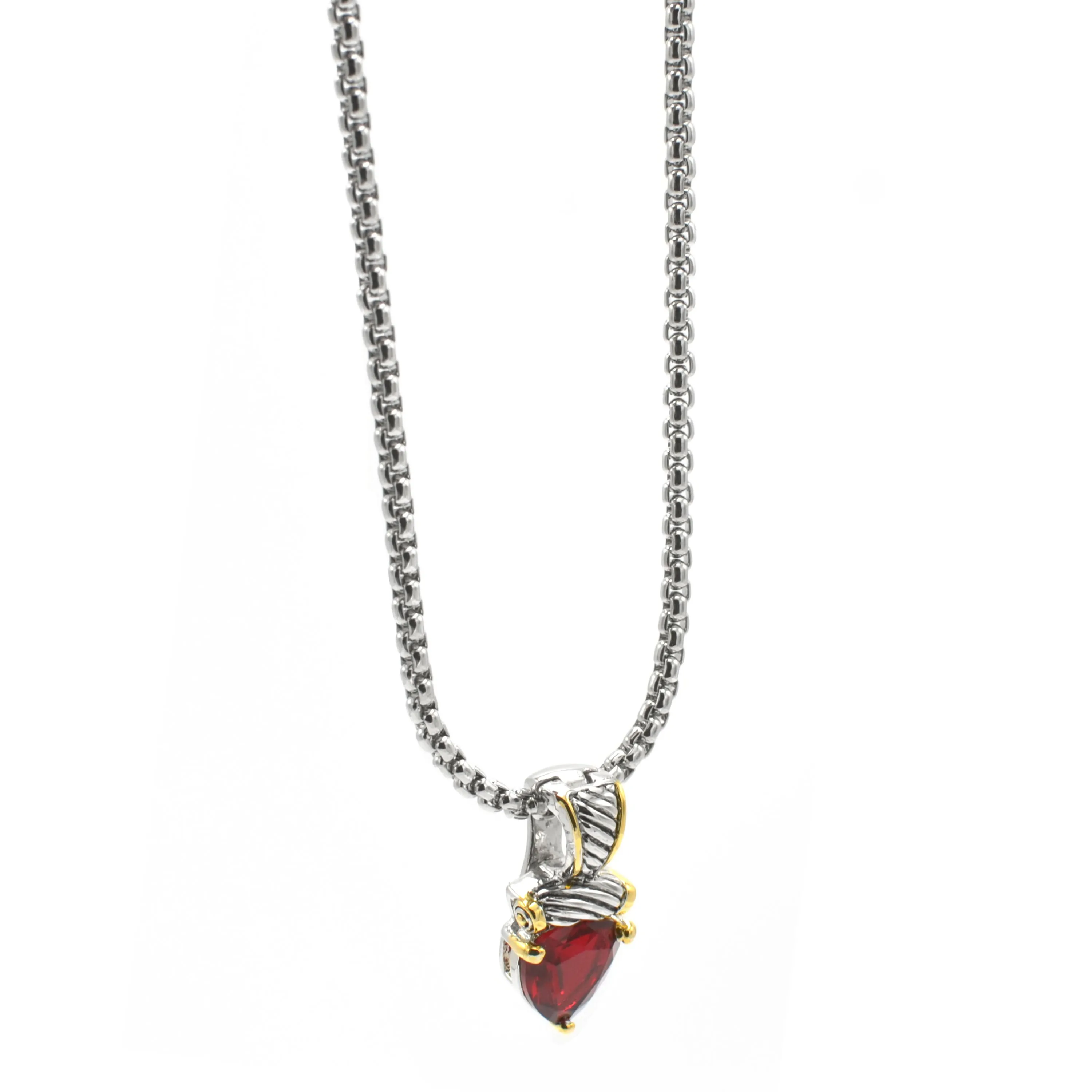 TWO TONE SIAM CRYSTAL PENDANT NECKLACE#4112EH-TT-SIAM(FF4)