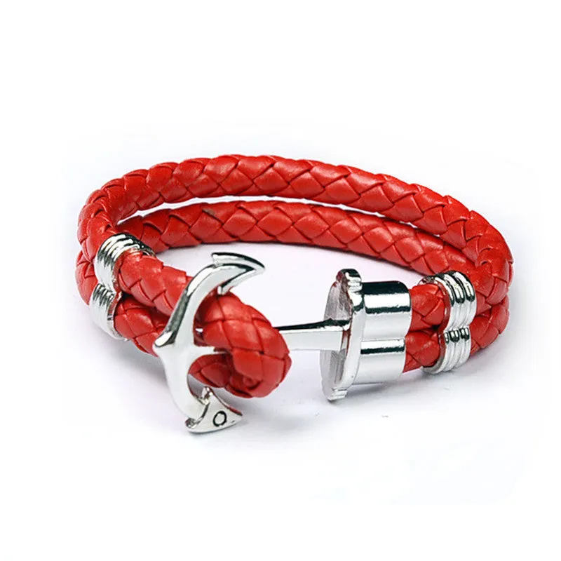 Unisex Couples Bracelet Men Anchor Woven Leather Bracelets&Bangles Multilayer Punk Charming Rope Pulseiras Femininas Hand Chain