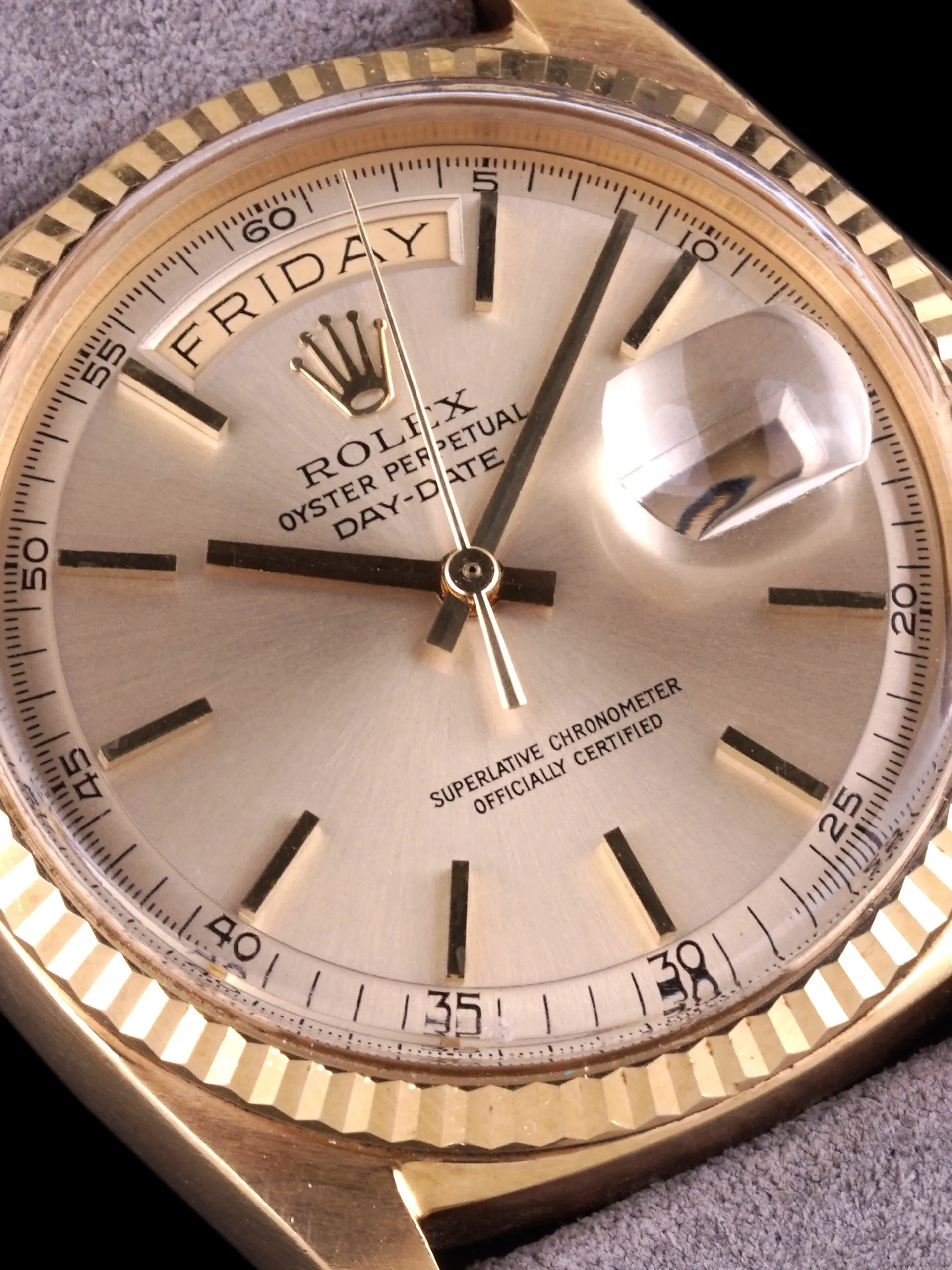 *Unpolished* 1971 Rolex Day-Date (Ref. 1803) 18K YG Non-Luminous Minute Track Dial