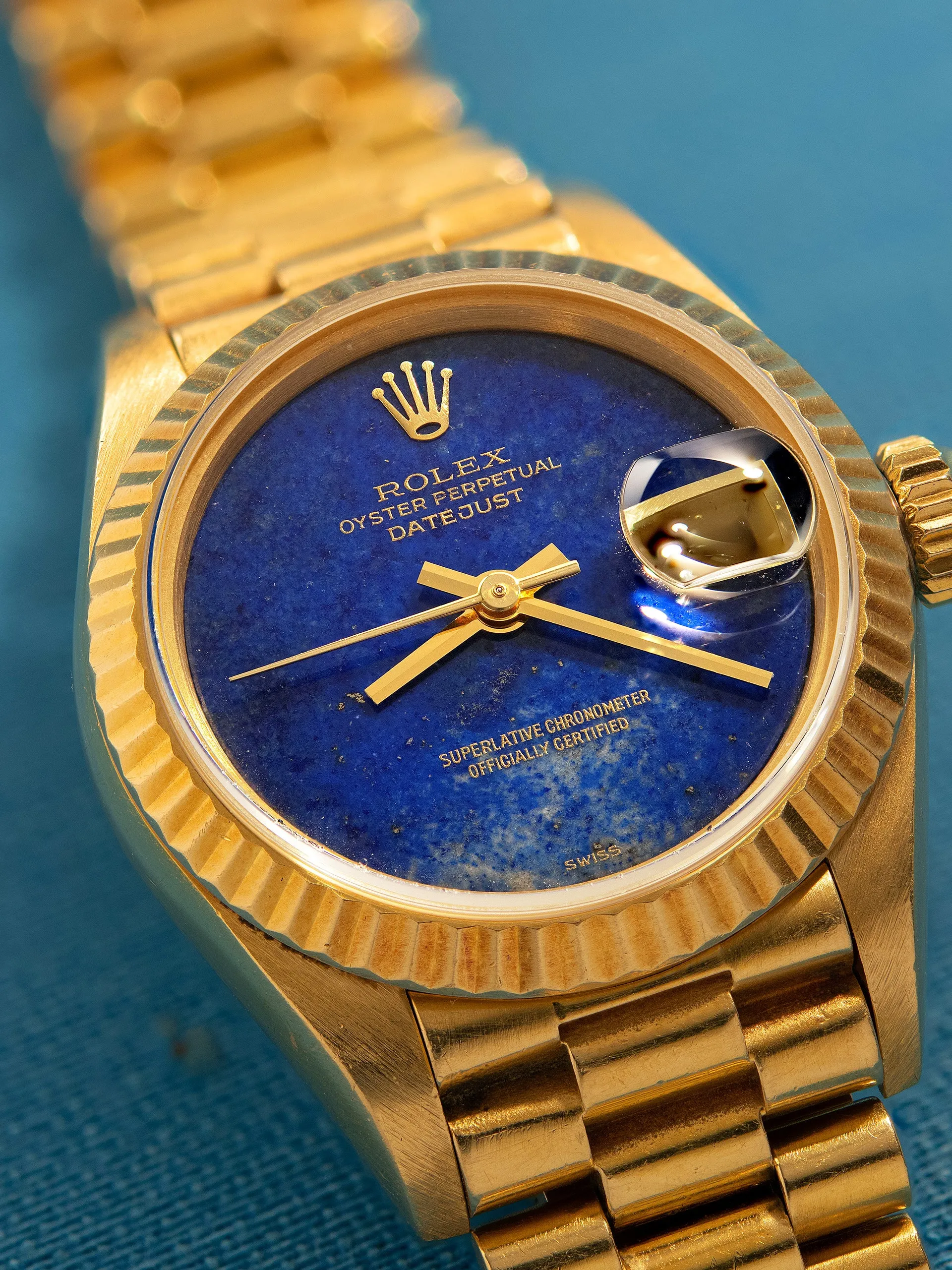 *Unpolished* 1984 Rolex Ladies Datejust 18K YG (Ref. 69178) Lapis Stone Dial
