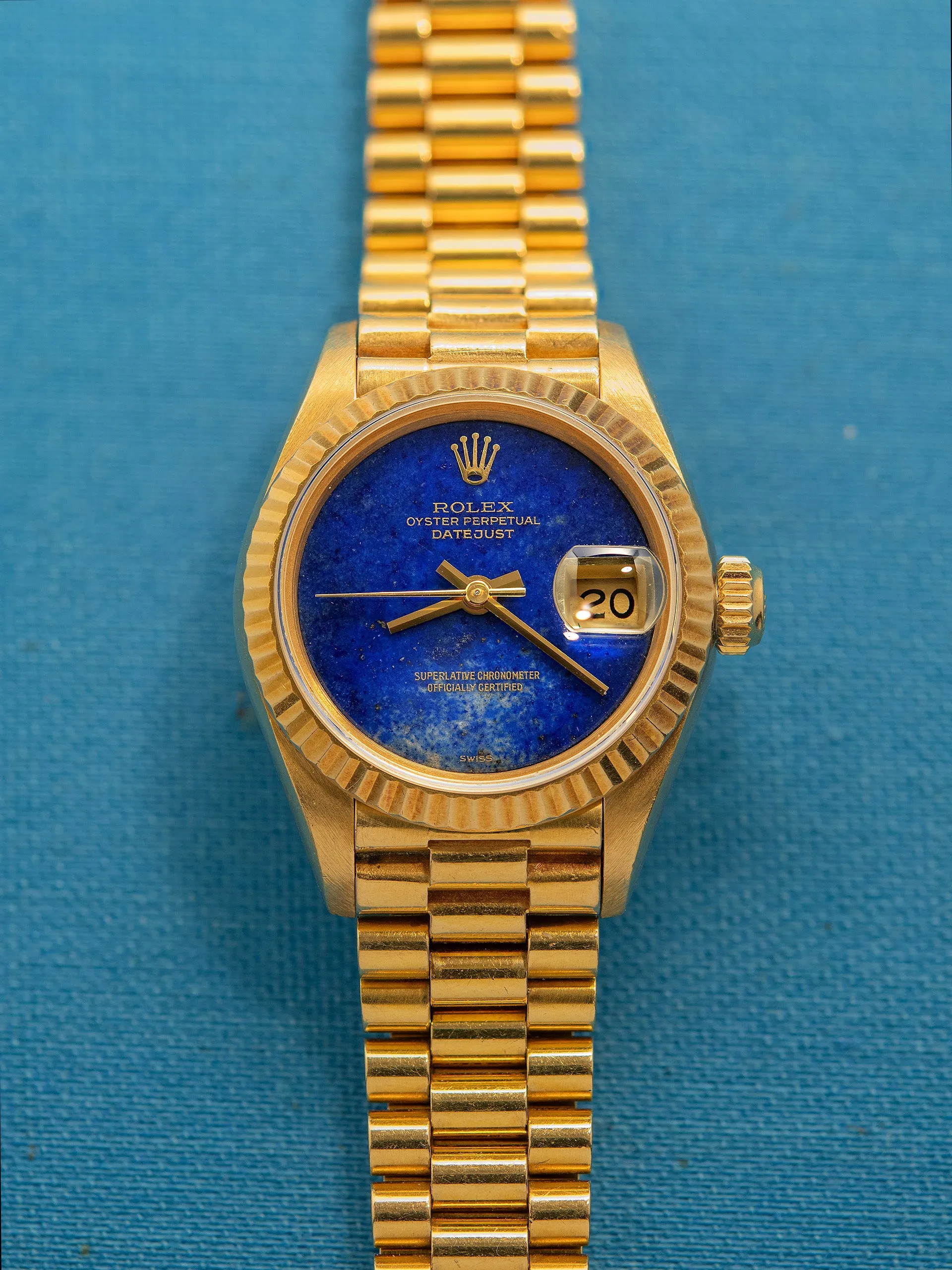 *Unpolished* 1984 Rolex Ladies Datejust 18K YG (Ref. 69178) Lapis Stone Dial