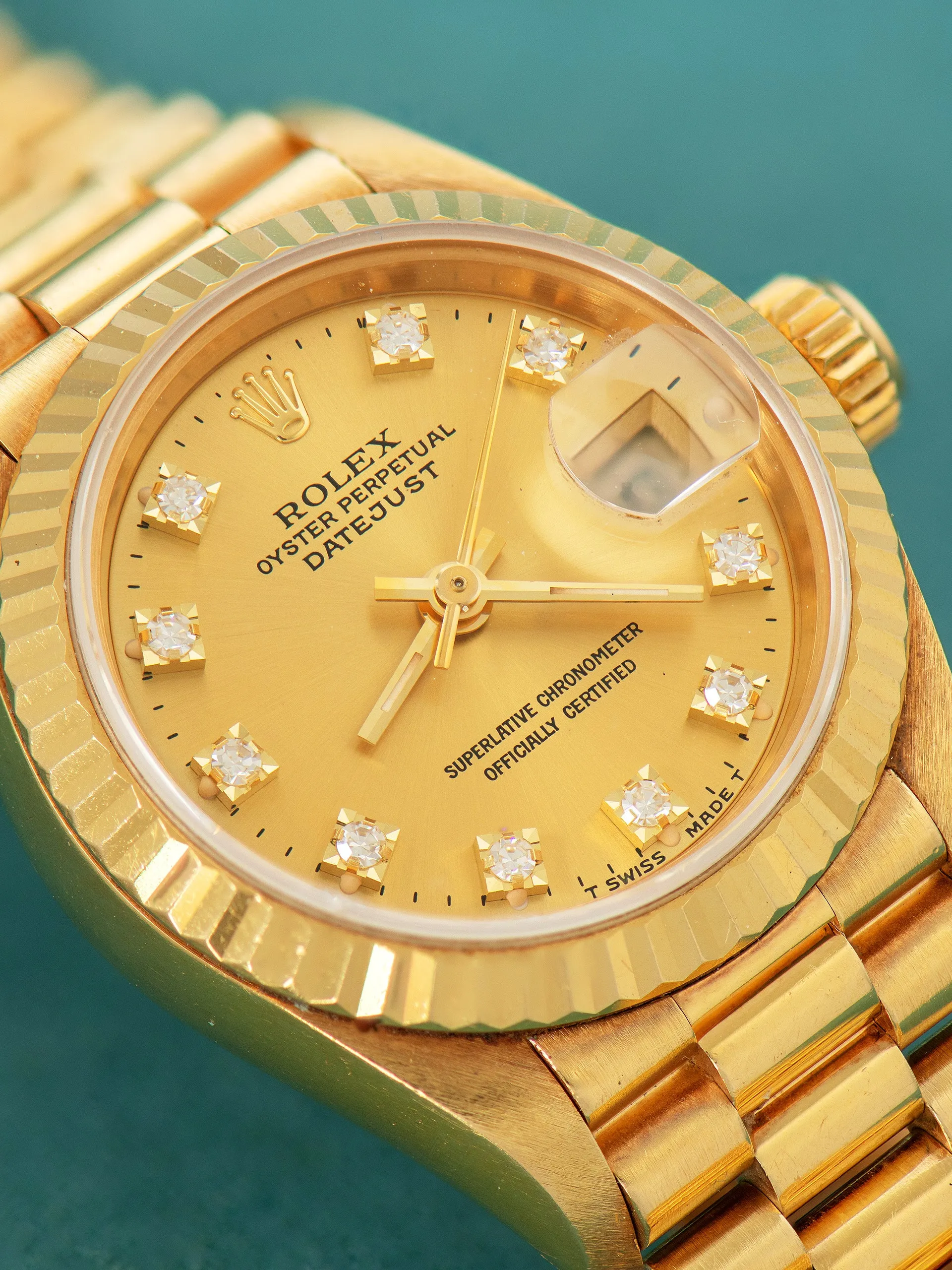 *Unpolished* 1993 Rolex Ladies Datejust 18K YG (Ref. 69178) Champagne Diamond Dial