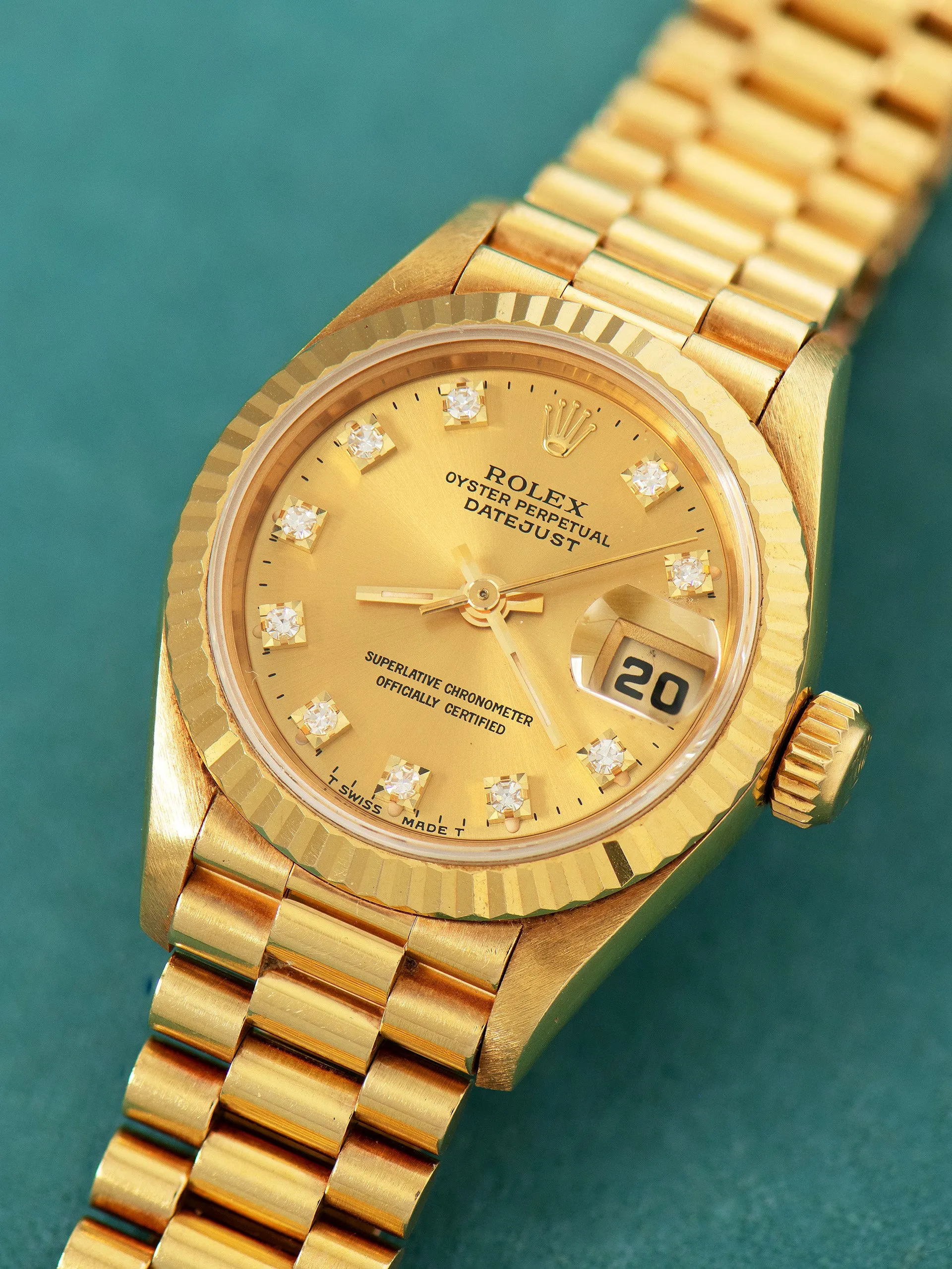 *Unpolished* 1993 Rolex Ladies Datejust 18K YG (Ref. 69178) Champagne Diamond Dial