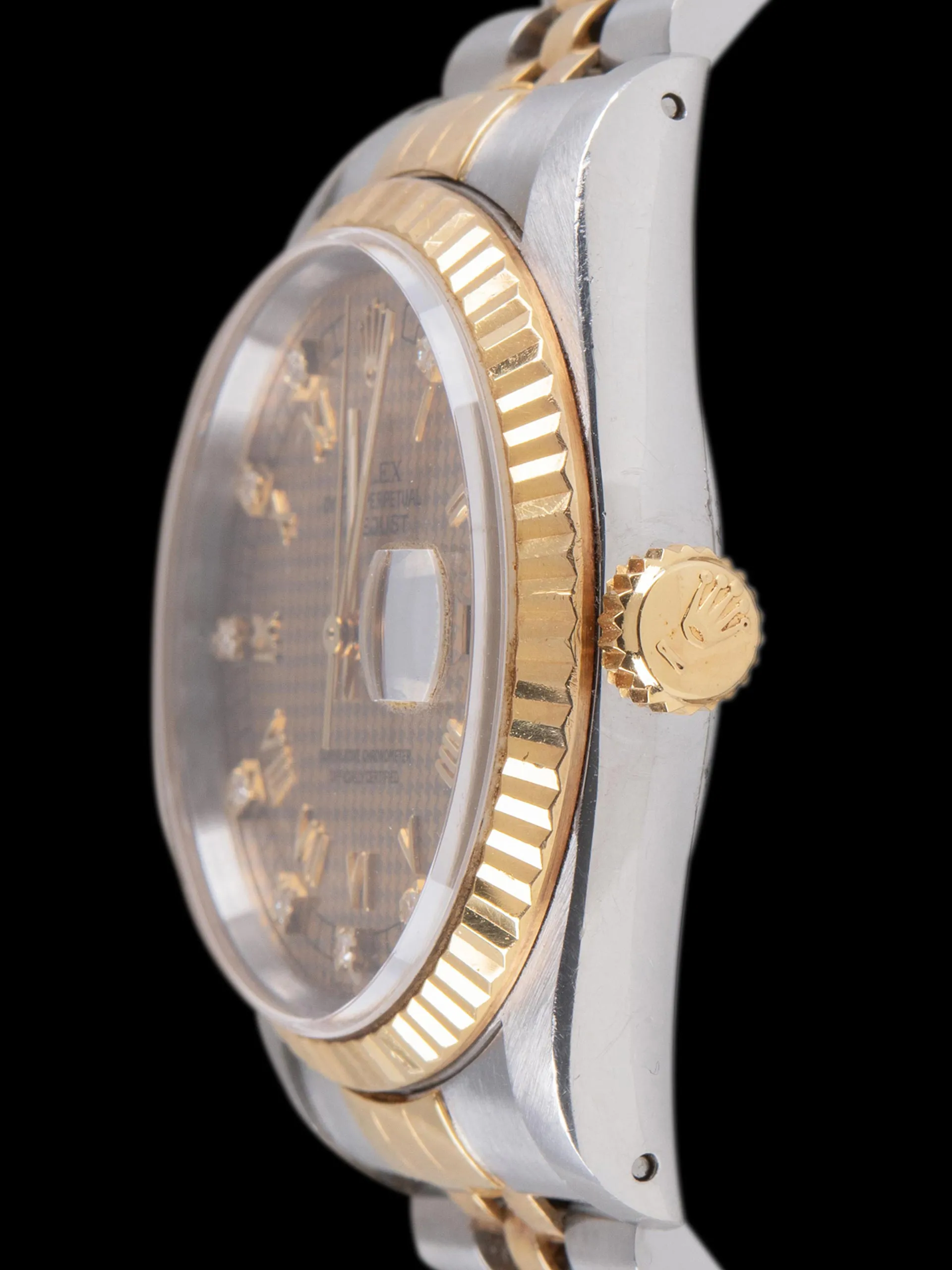 *Unpolished* 1993 Rolex Two-Tone Datejust (Ref. 16233) W/ Factory Diamond "Houndstooth" Dial