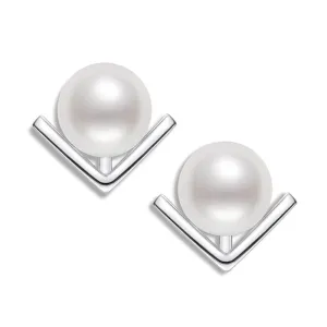 V-Shaped Geniune Freshwater Pearl Stud Earrings