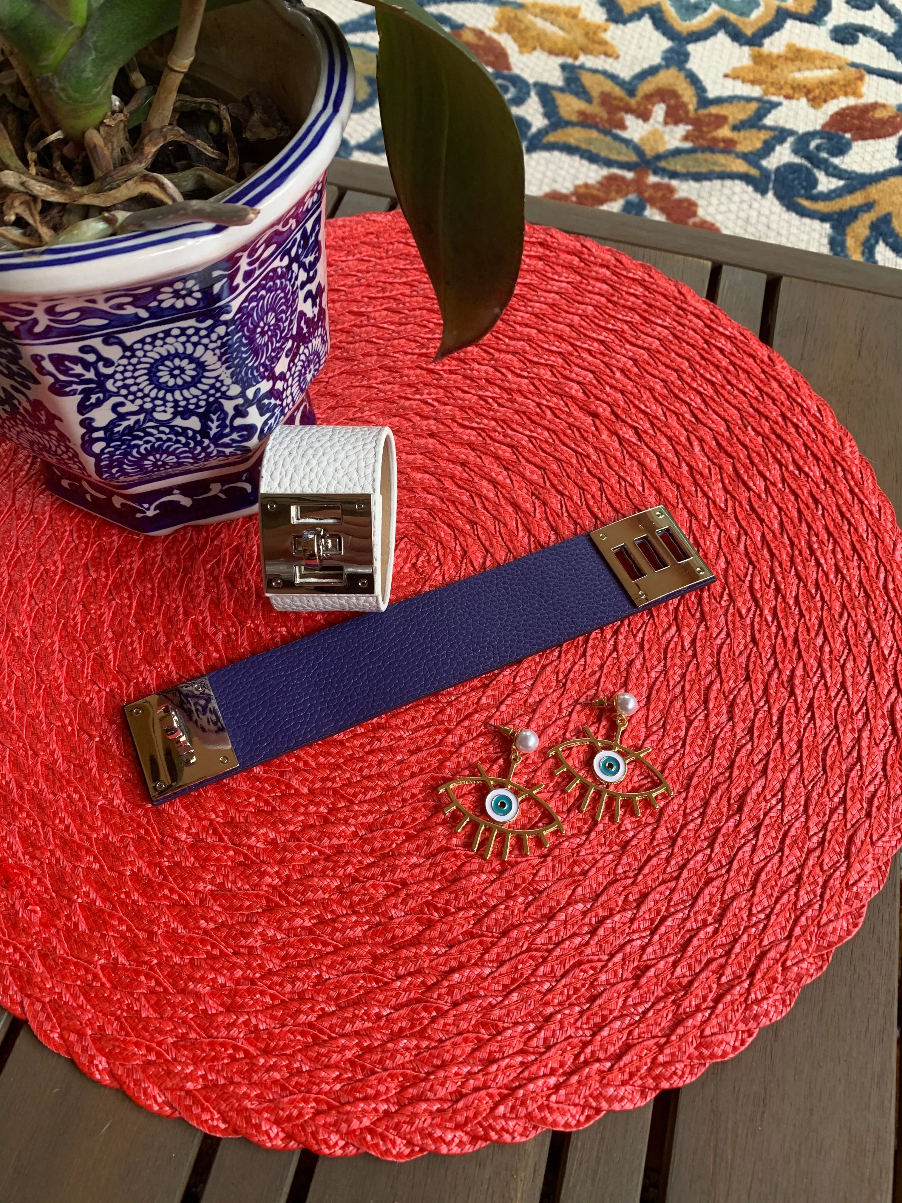 Vegan Leather Bracelet with a Silver Buckle 460-05 | Erika Williner Designs