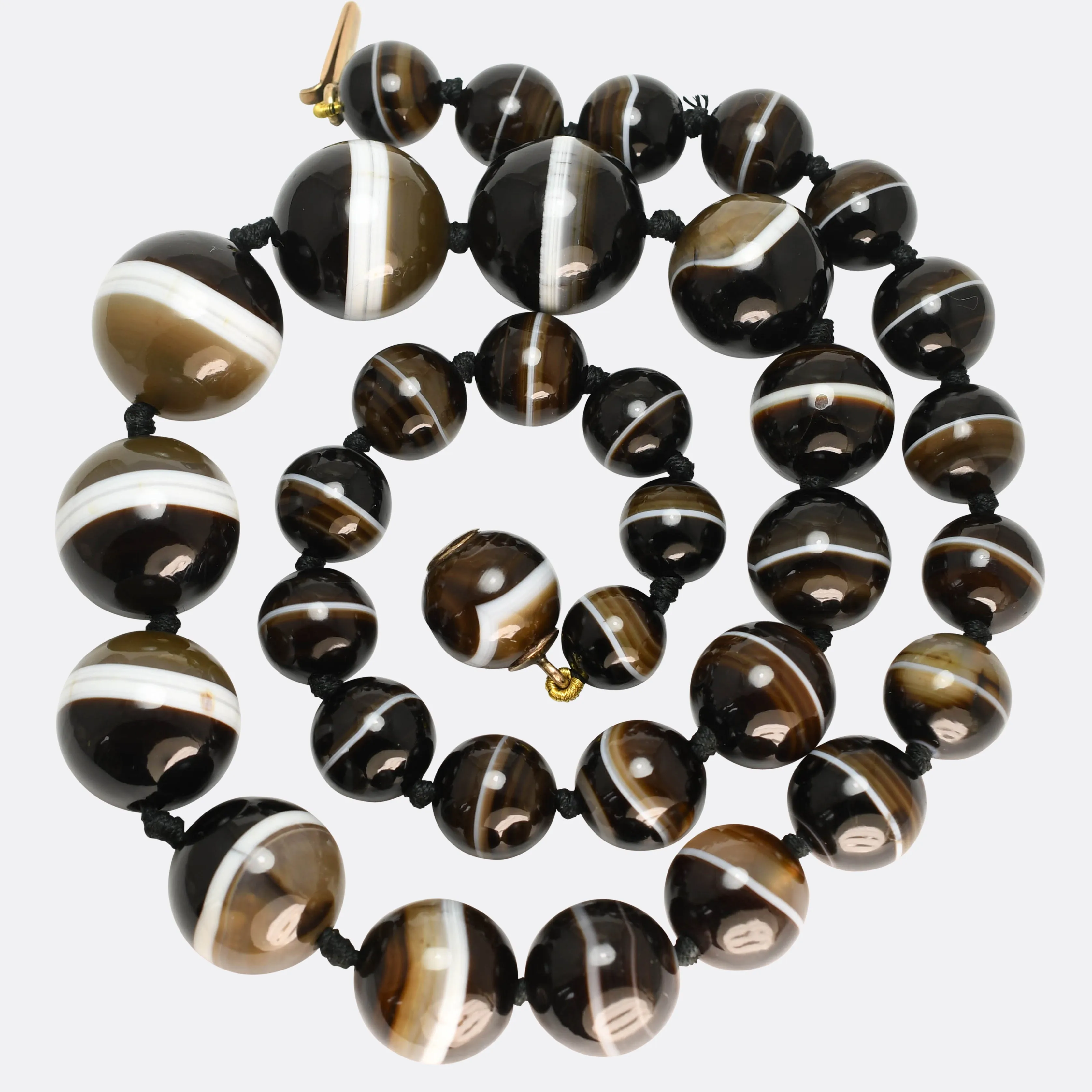 Victorian Banded Agate Bead Necklace
