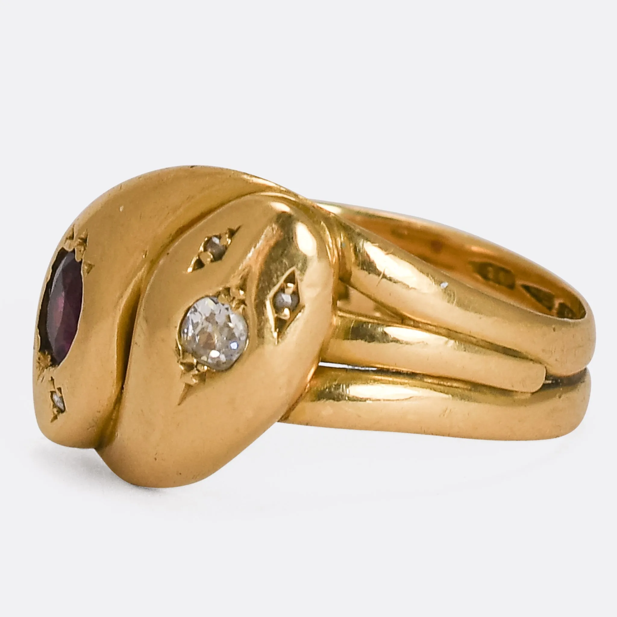 Victorian Diamond & Ruby Double Snake Ring
