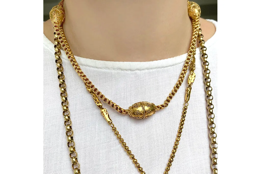 Victorian Etruscan Revival Gold Chain Necklace