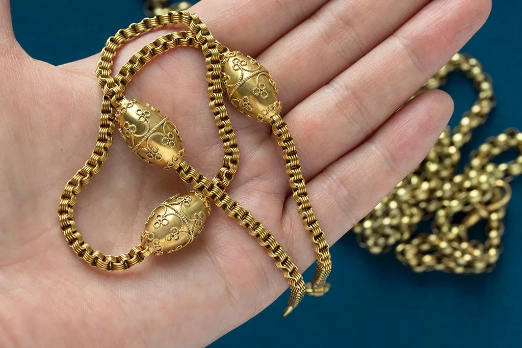 Victorian Etruscan Revival Gold Chain Necklace