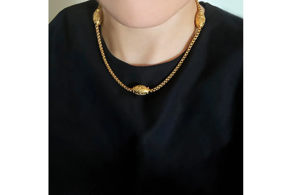 Victorian Etruscan Revival Gold Chain Necklace