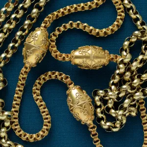 Victorian Etruscan Revival Gold Chain Necklace