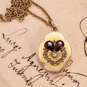 Victorian Garnet & Diamond Pansy Locket