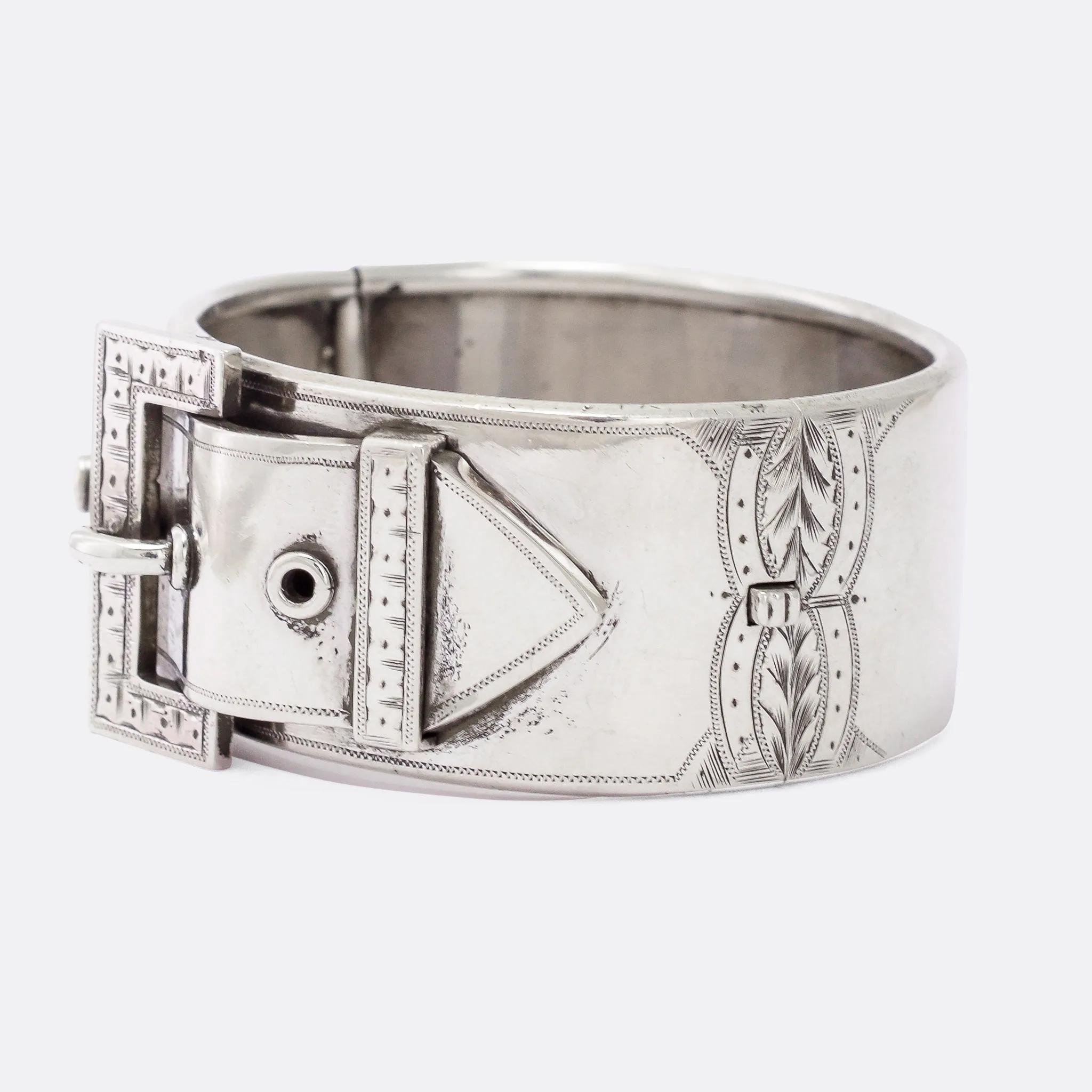 Victorian "Buckle & Strap" Silver Cuff Bangle