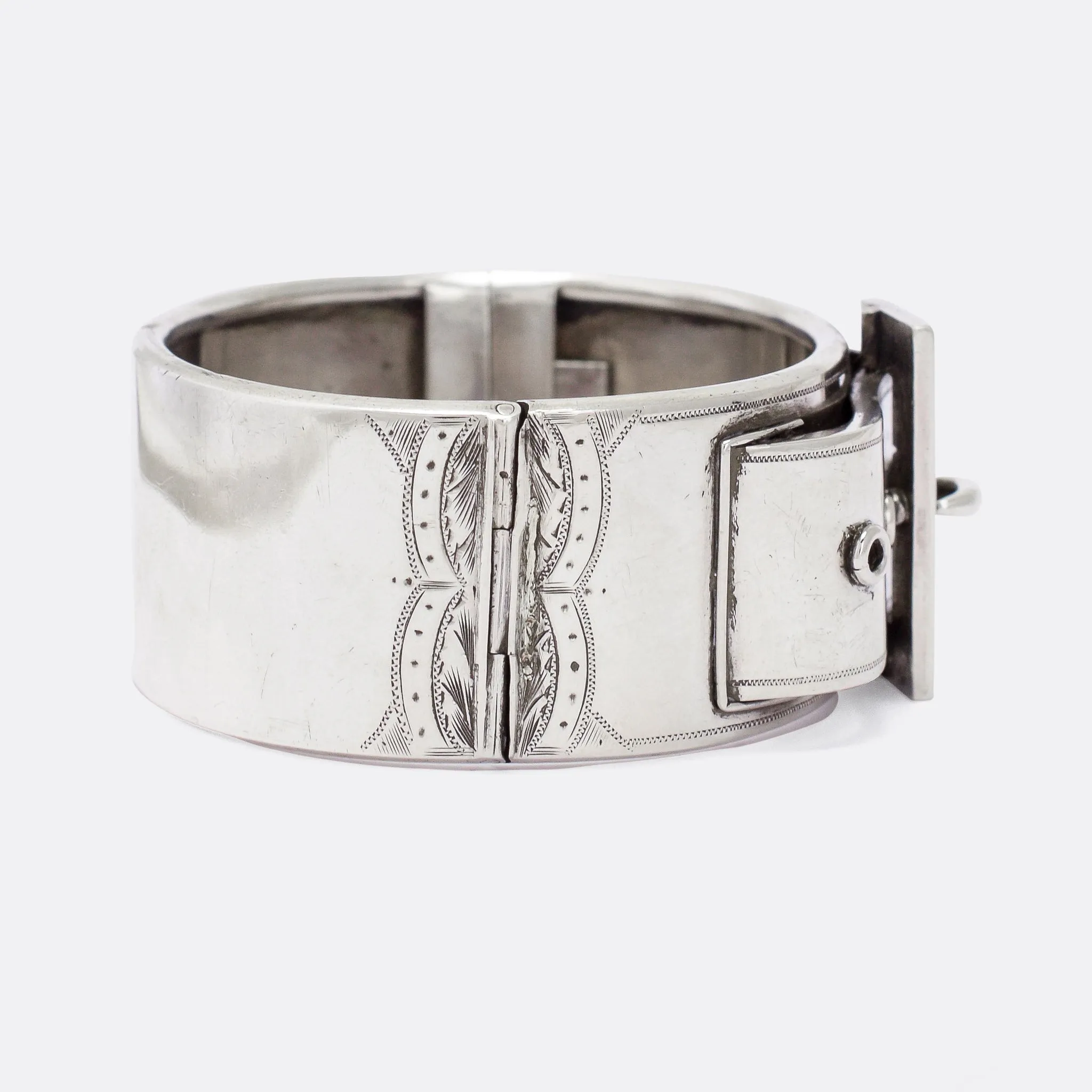 Victorian "Buckle & Strap" Silver Cuff Bangle