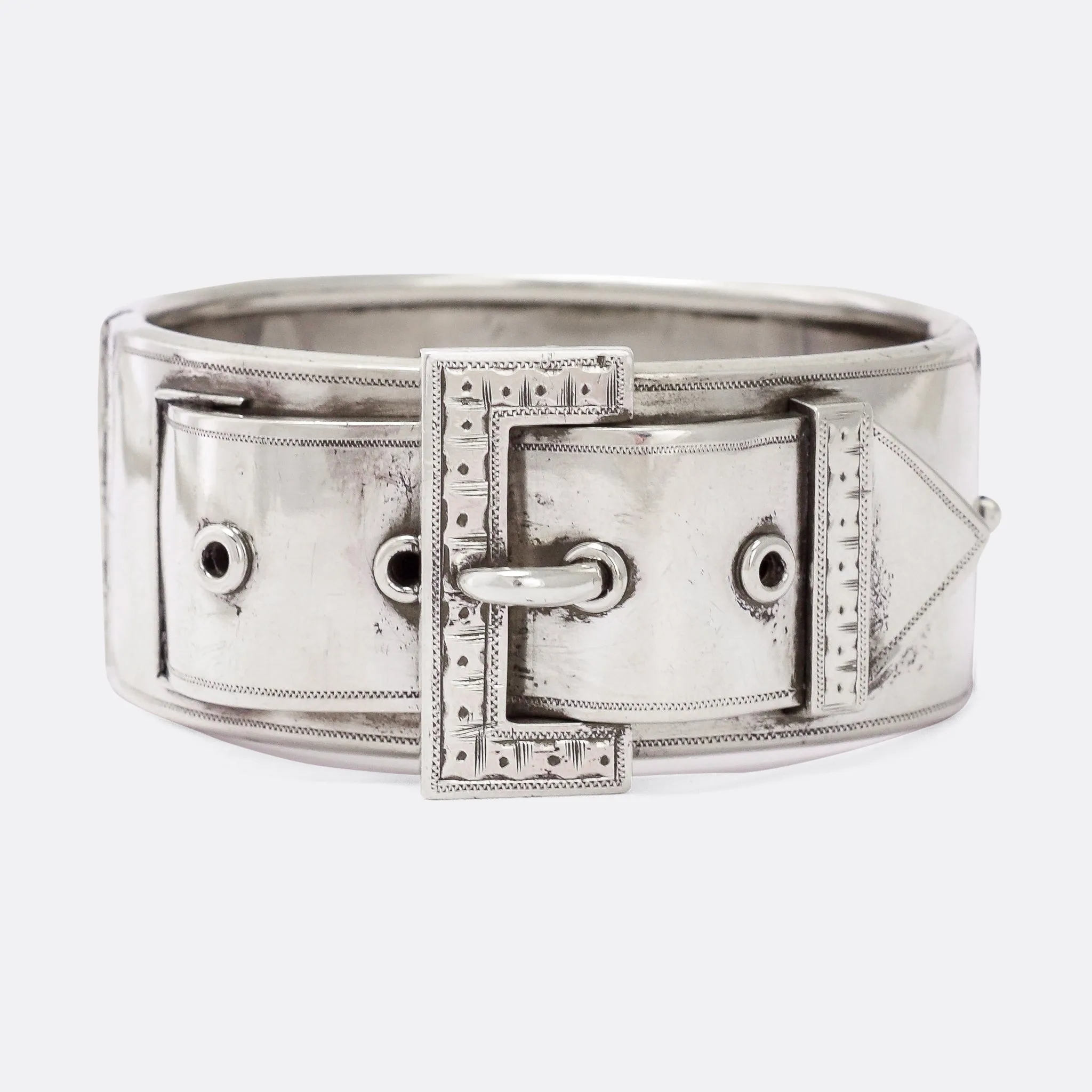 Victorian "Buckle & Strap" Silver Cuff Bangle