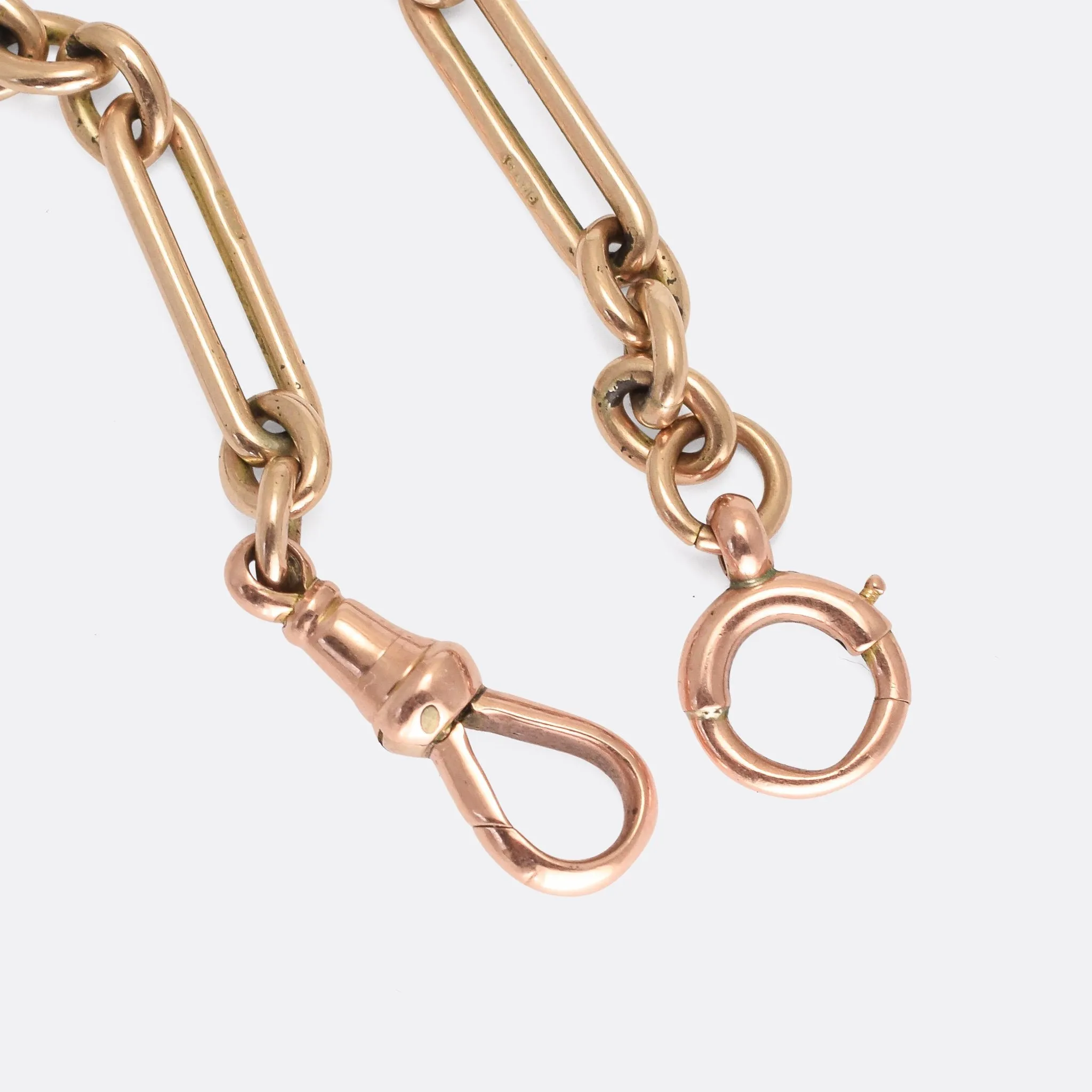 Victorian Rose Gold Trombone Link Chain