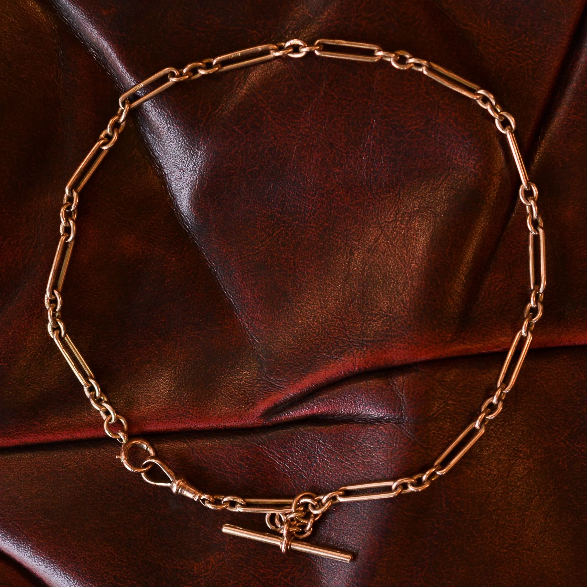 Victorian Rose Gold Trombone Link Chain