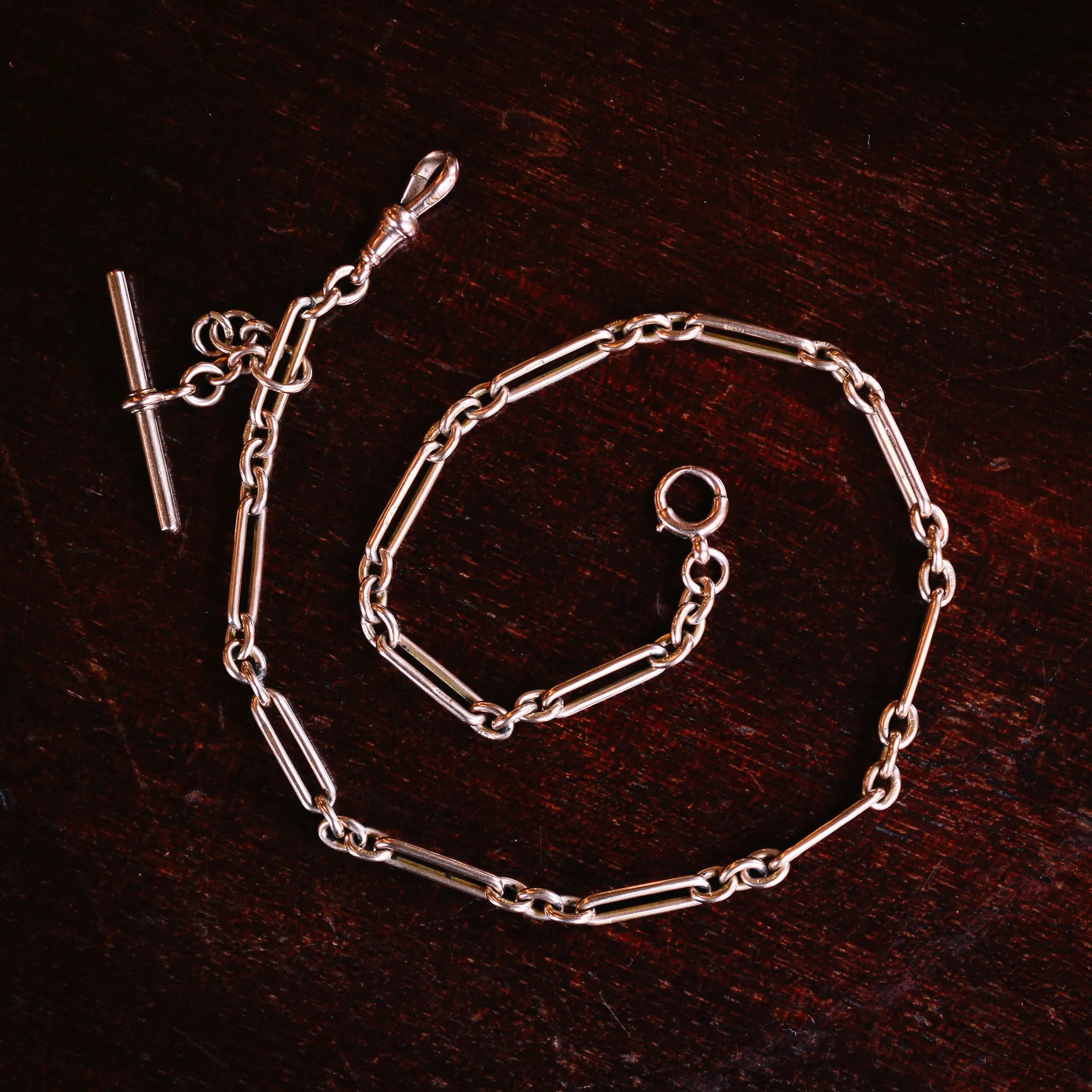 Victorian Rose Gold Trombone Link Chain