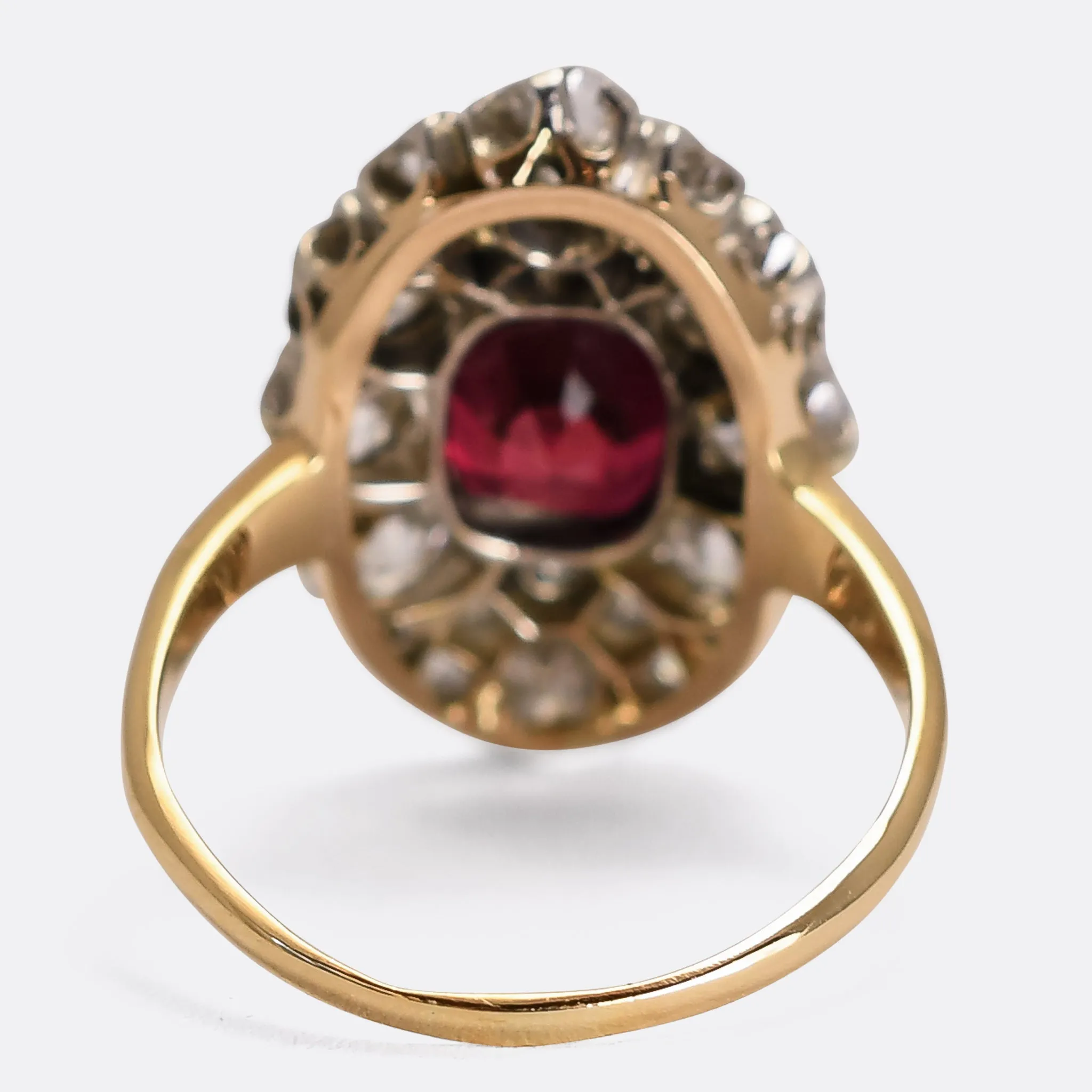 Victorian Ruby & Diamond Oval Cluster Ring