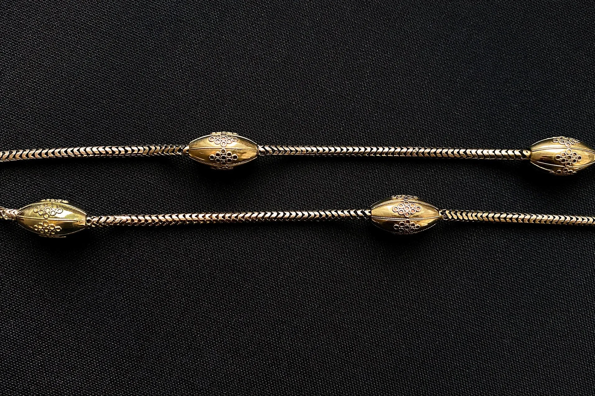 Victorian Snake Chain with Etruscan Revival Beads