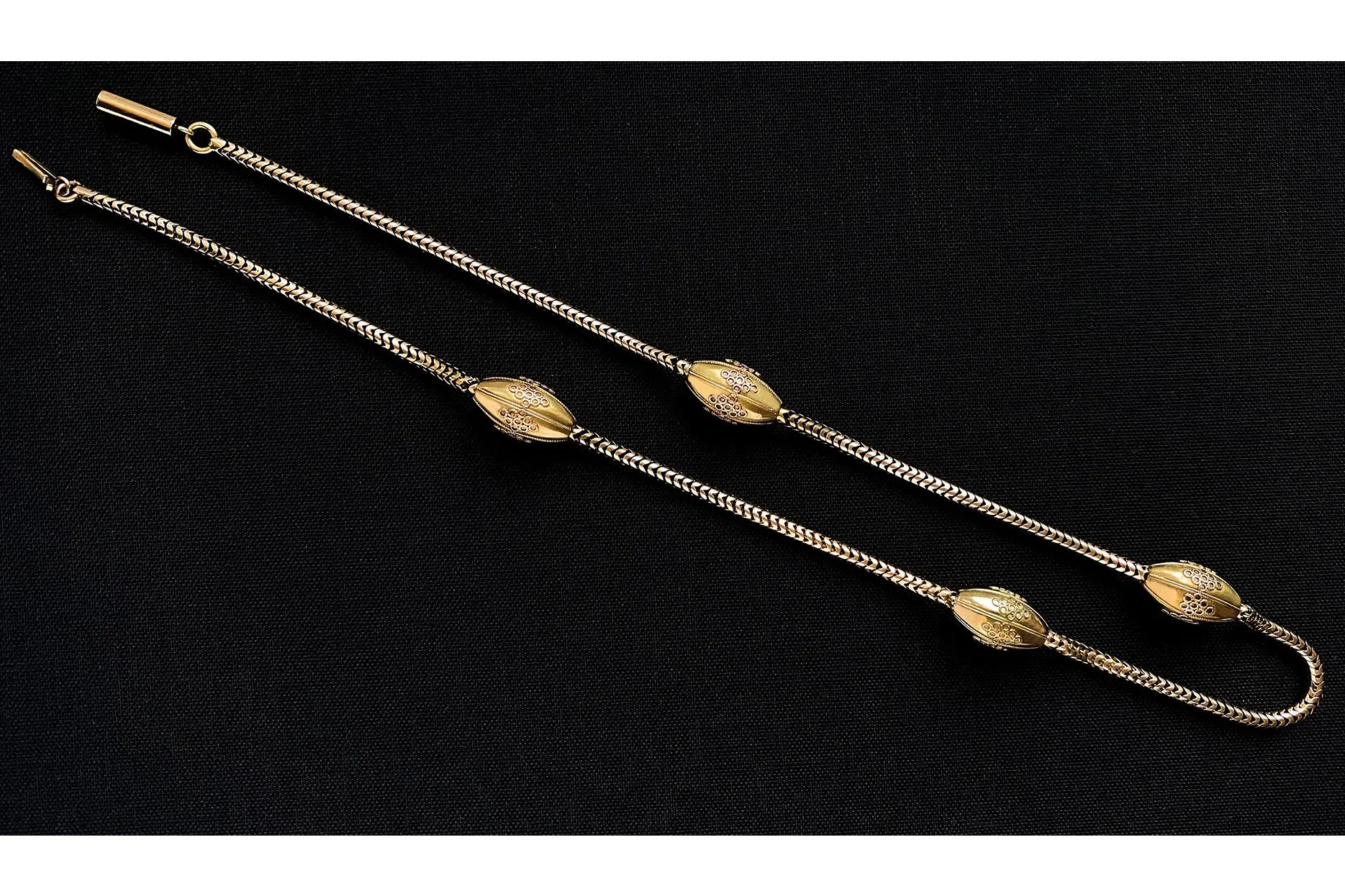 Victorian Snake Chain with Etruscan Revival Beads