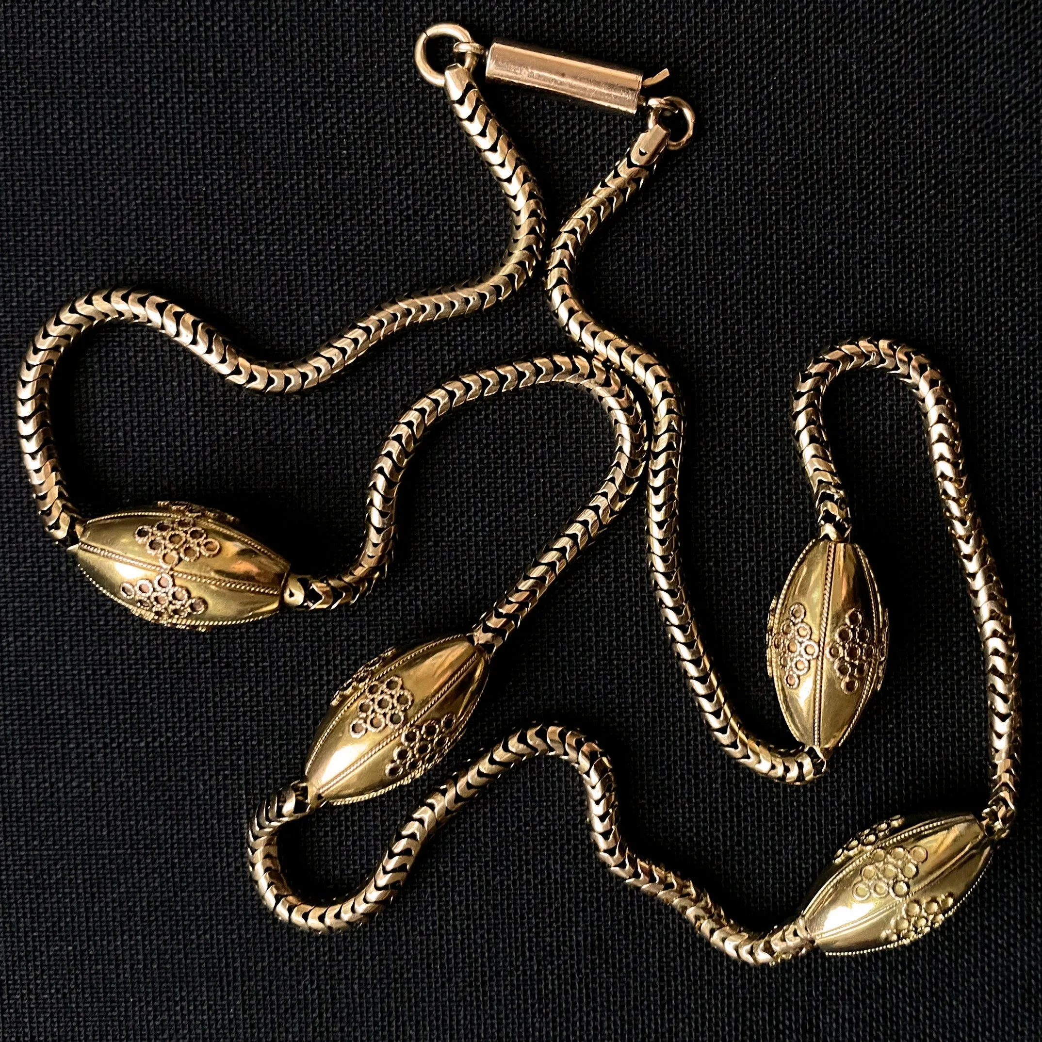 Victorian Snake Chain with Etruscan Revival Beads