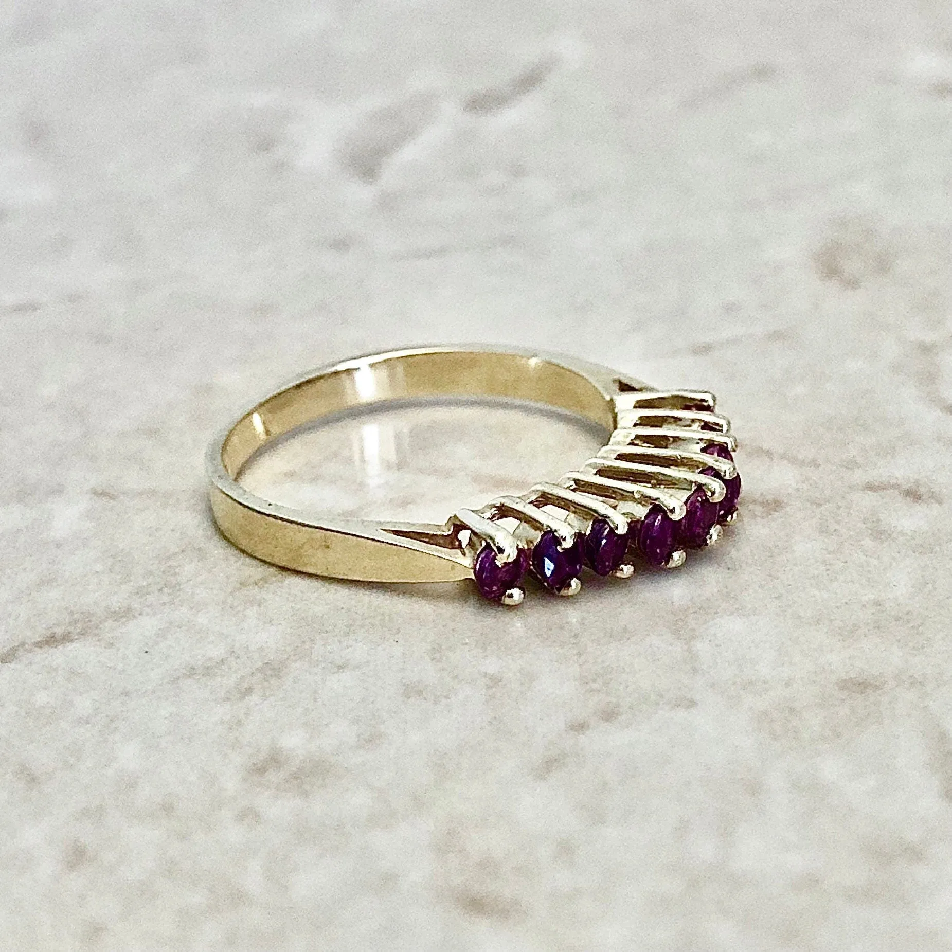 Vintage 14 Karat Yellow Gold Natural Ruby Band Ring