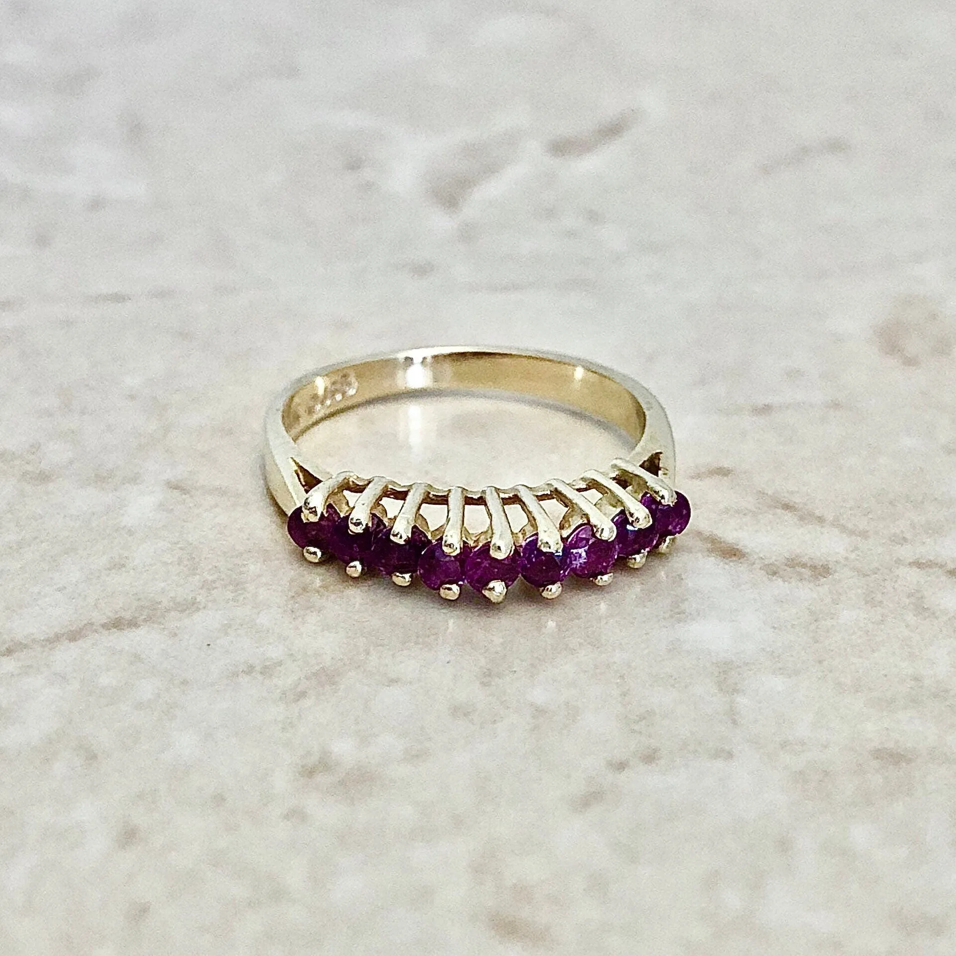 Vintage 14 Karat Yellow Gold Natural Ruby Band Ring