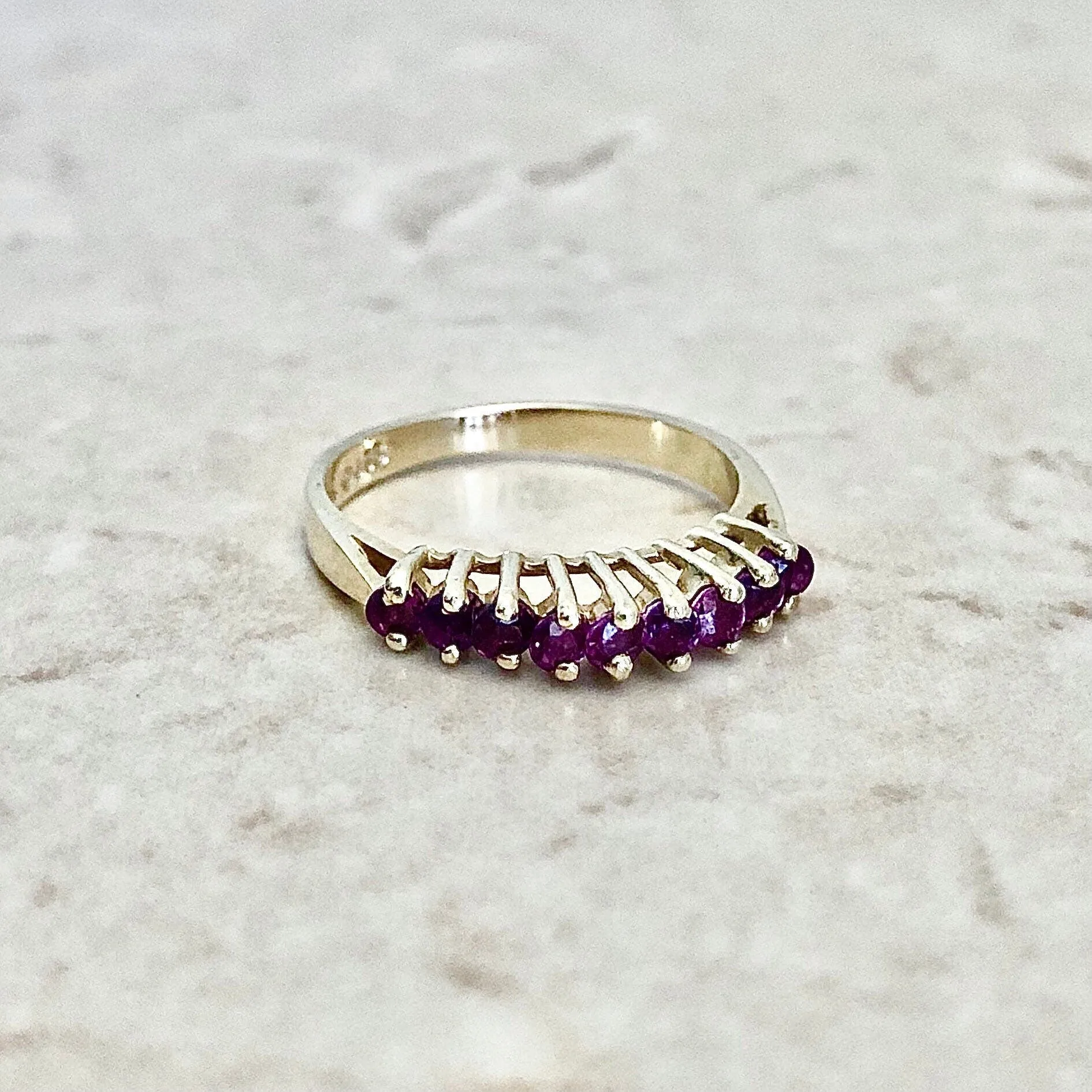 Vintage 14 Karat Yellow Gold Natural Ruby Band Ring