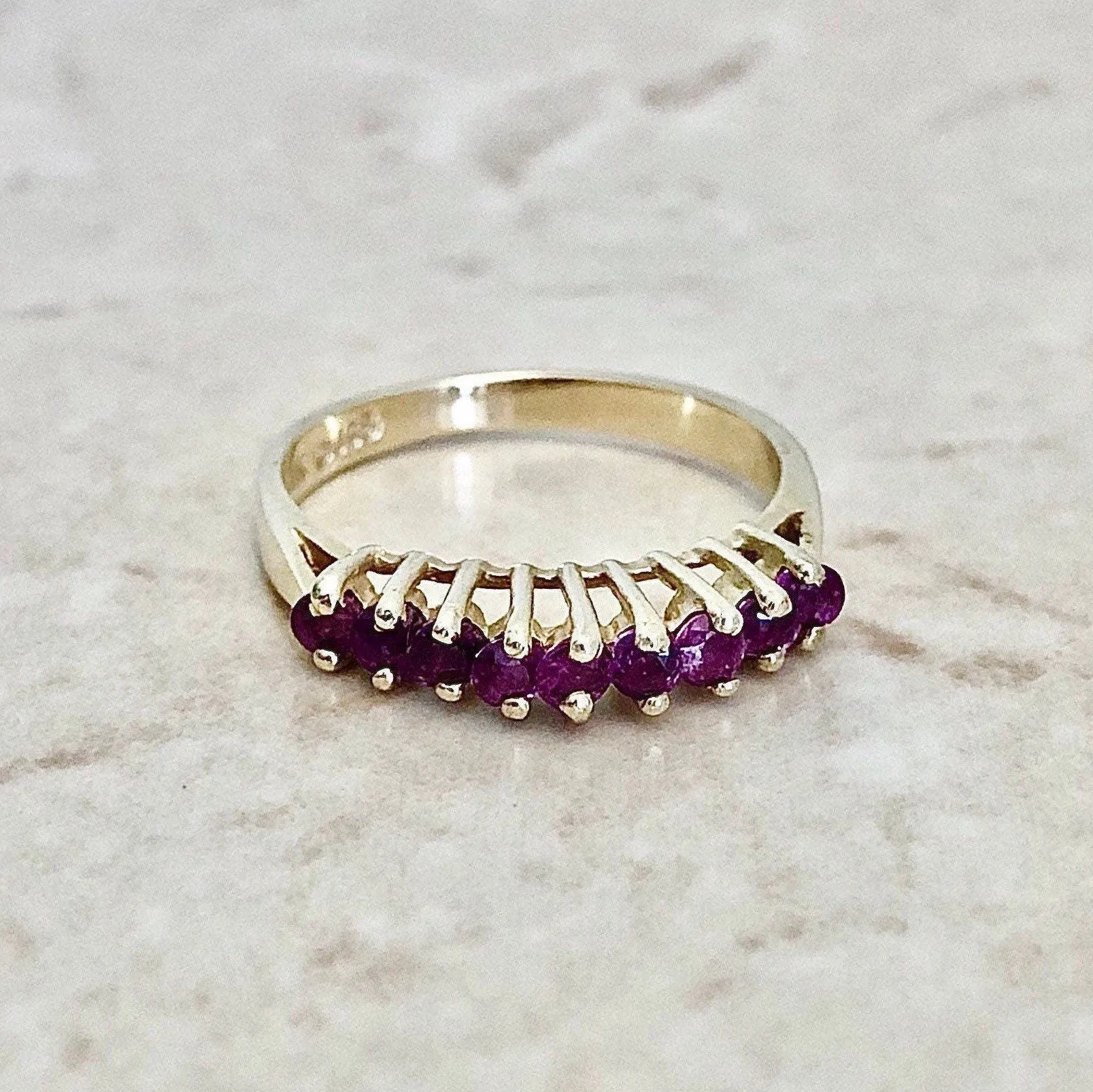 Vintage 14 Karat Yellow Gold Natural Ruby Band Ring
