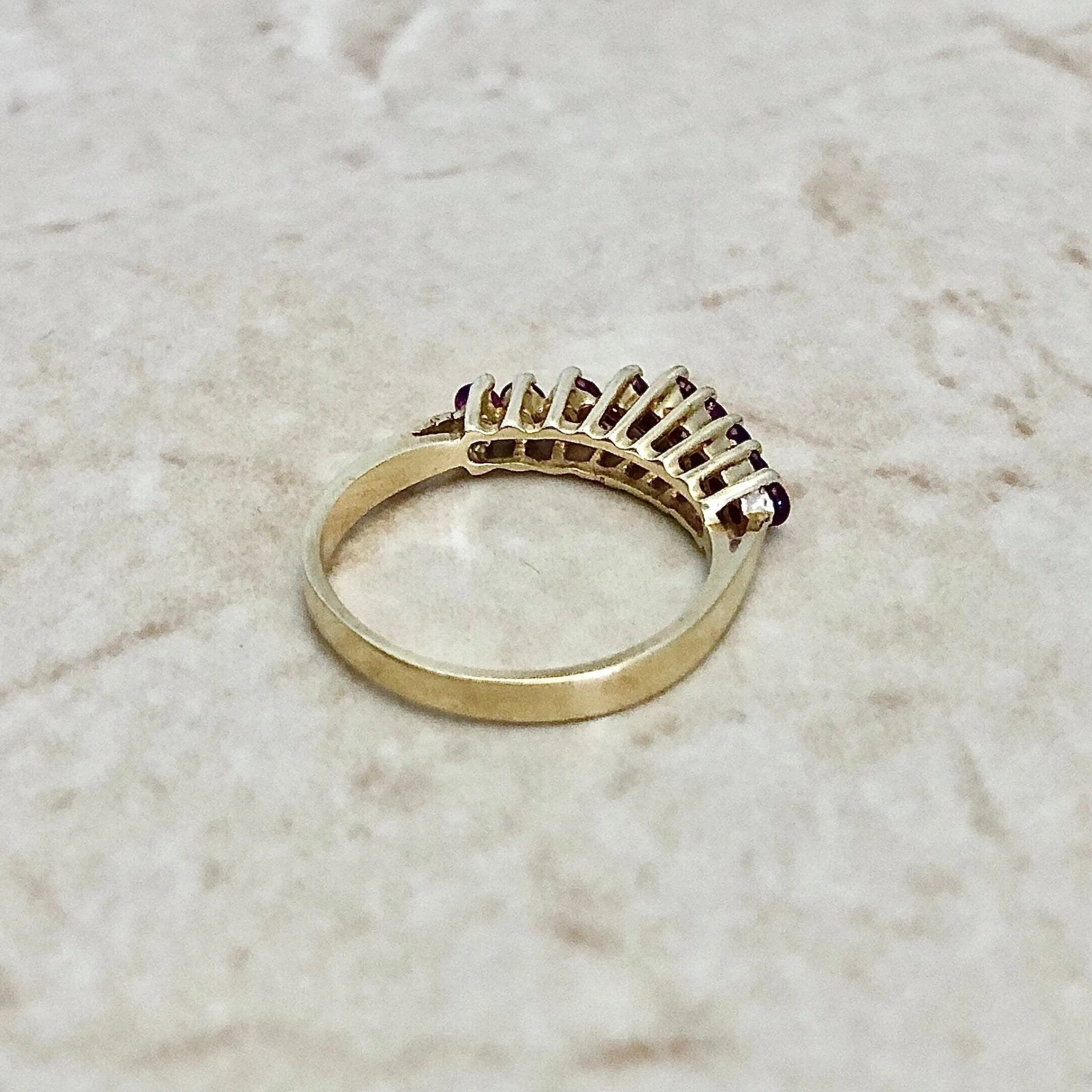 Vintage 14 Karat Yellow Gold Natural Ruby Band Ring