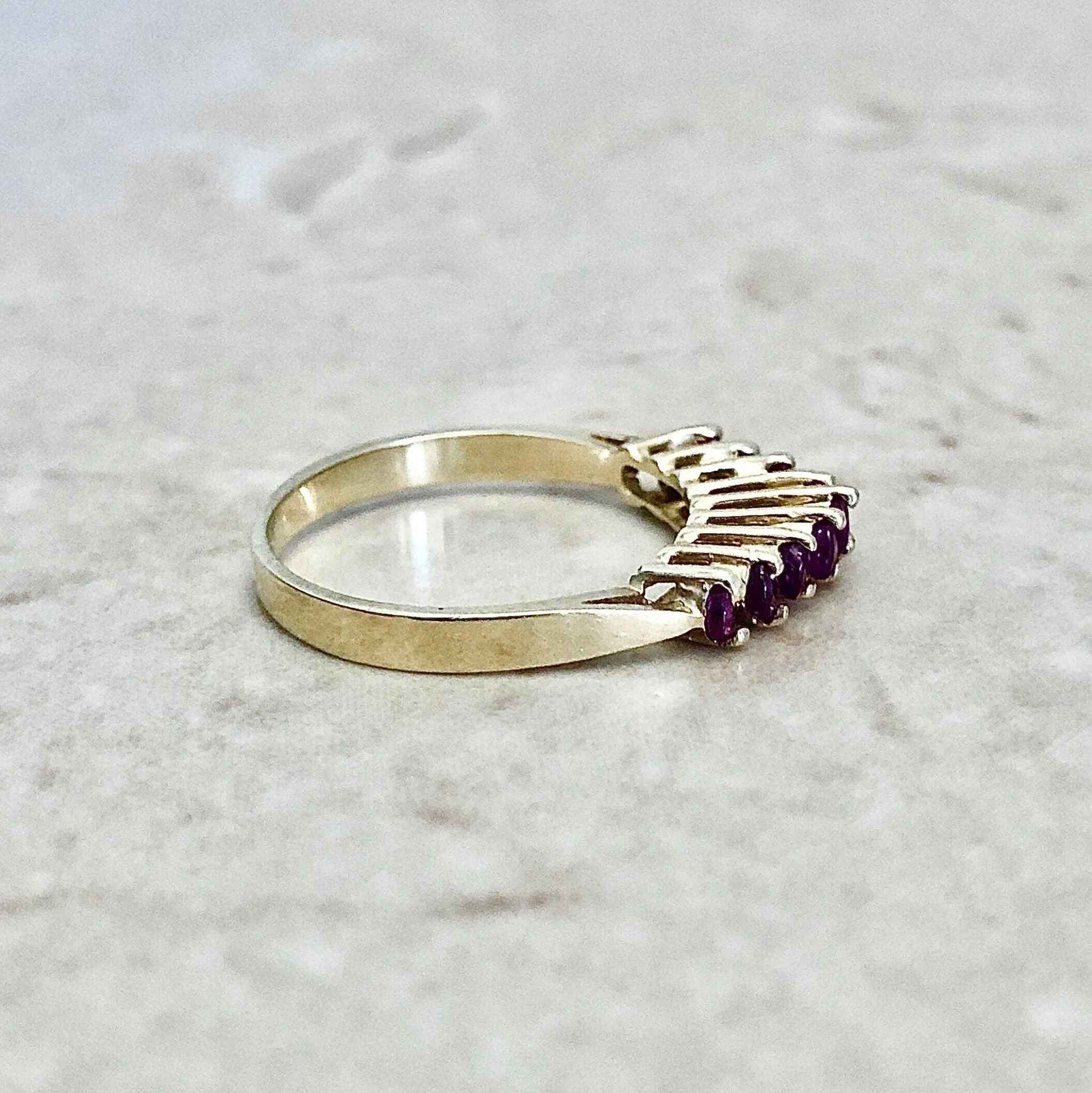 Vintage 14 Karat Yellow Gold Natural Ruby Band Ring