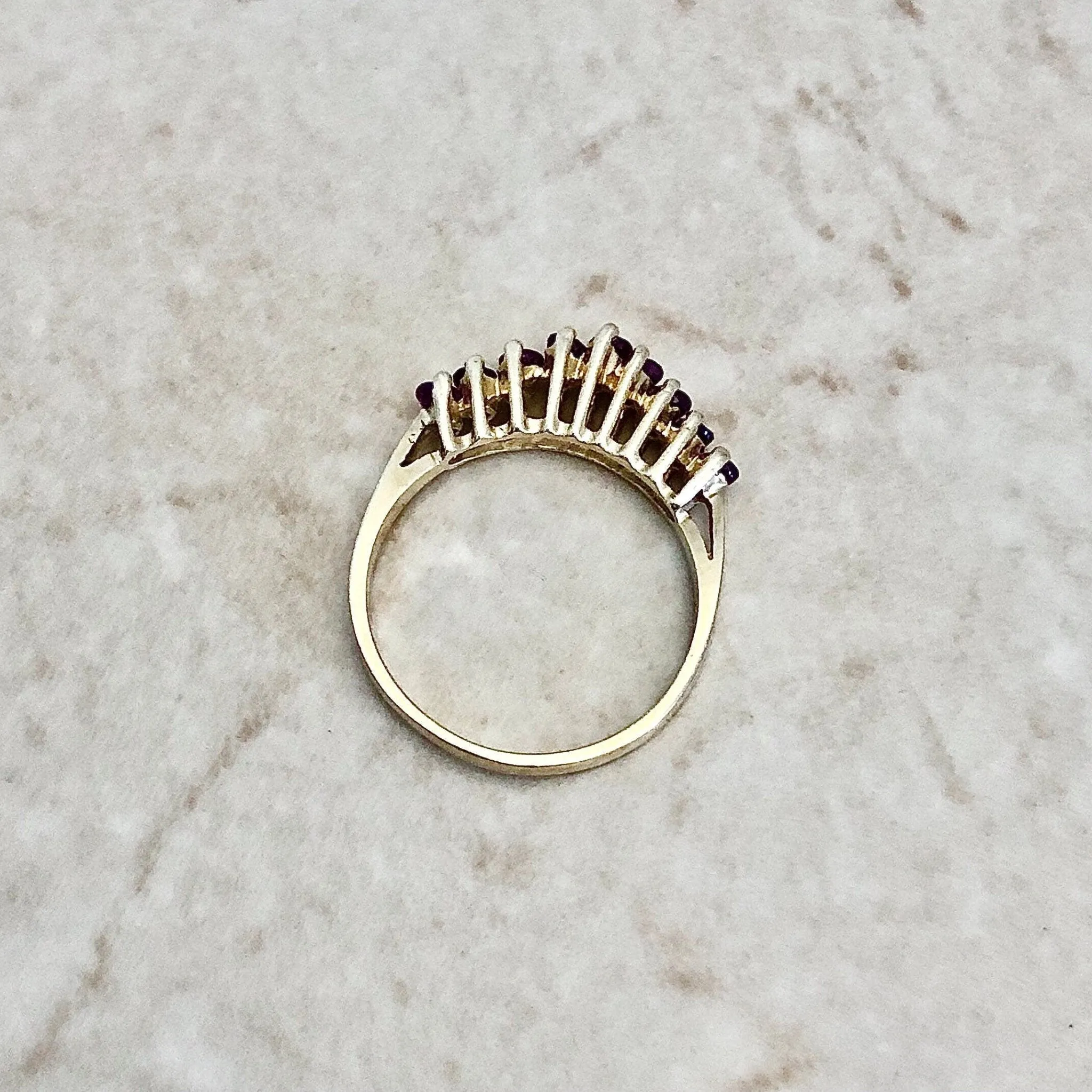 Vintage 14 Karat Yellow Gold Natural Ruby Band Ring