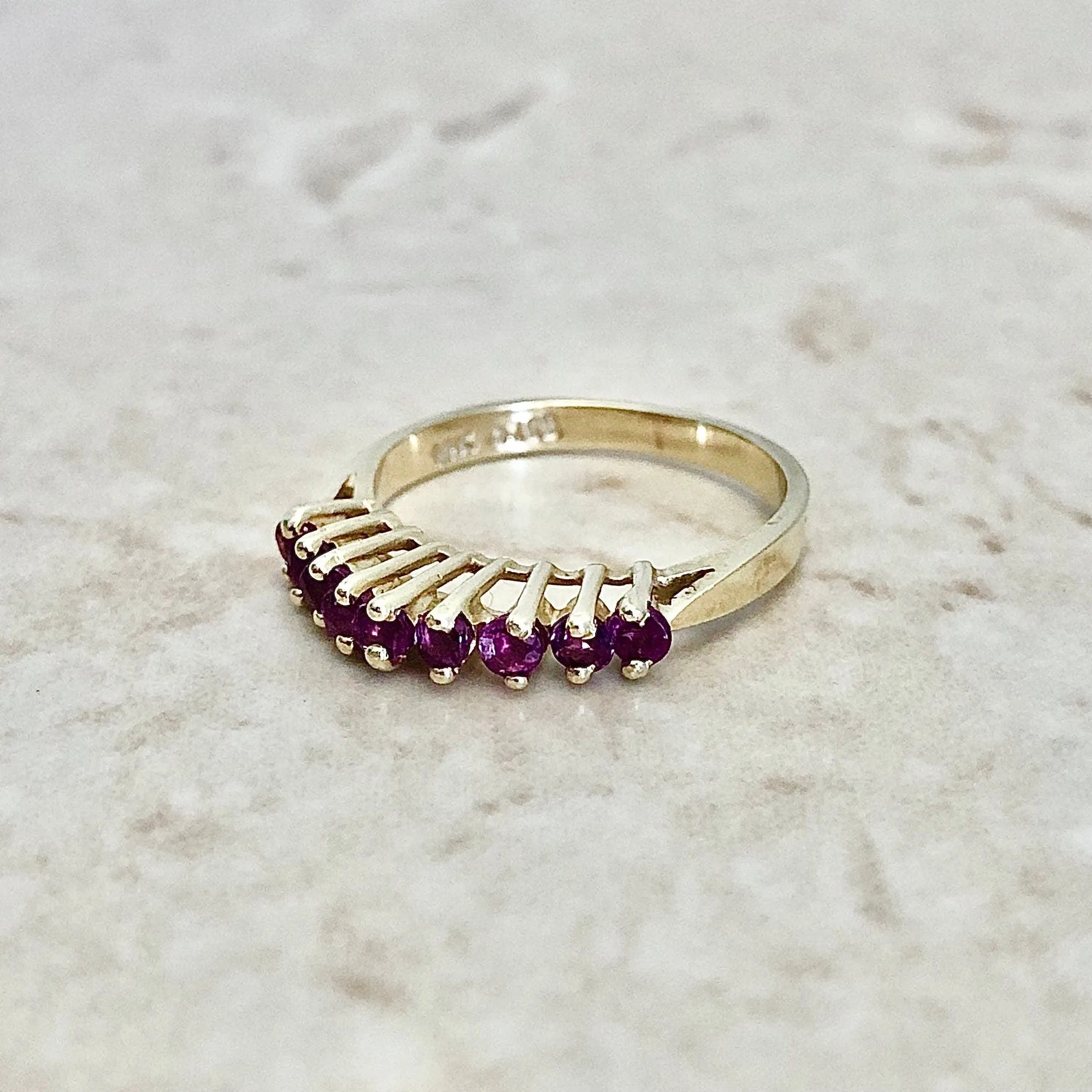 Vintage 14 Karat Yellow Gold Natural Ruby Band Ring