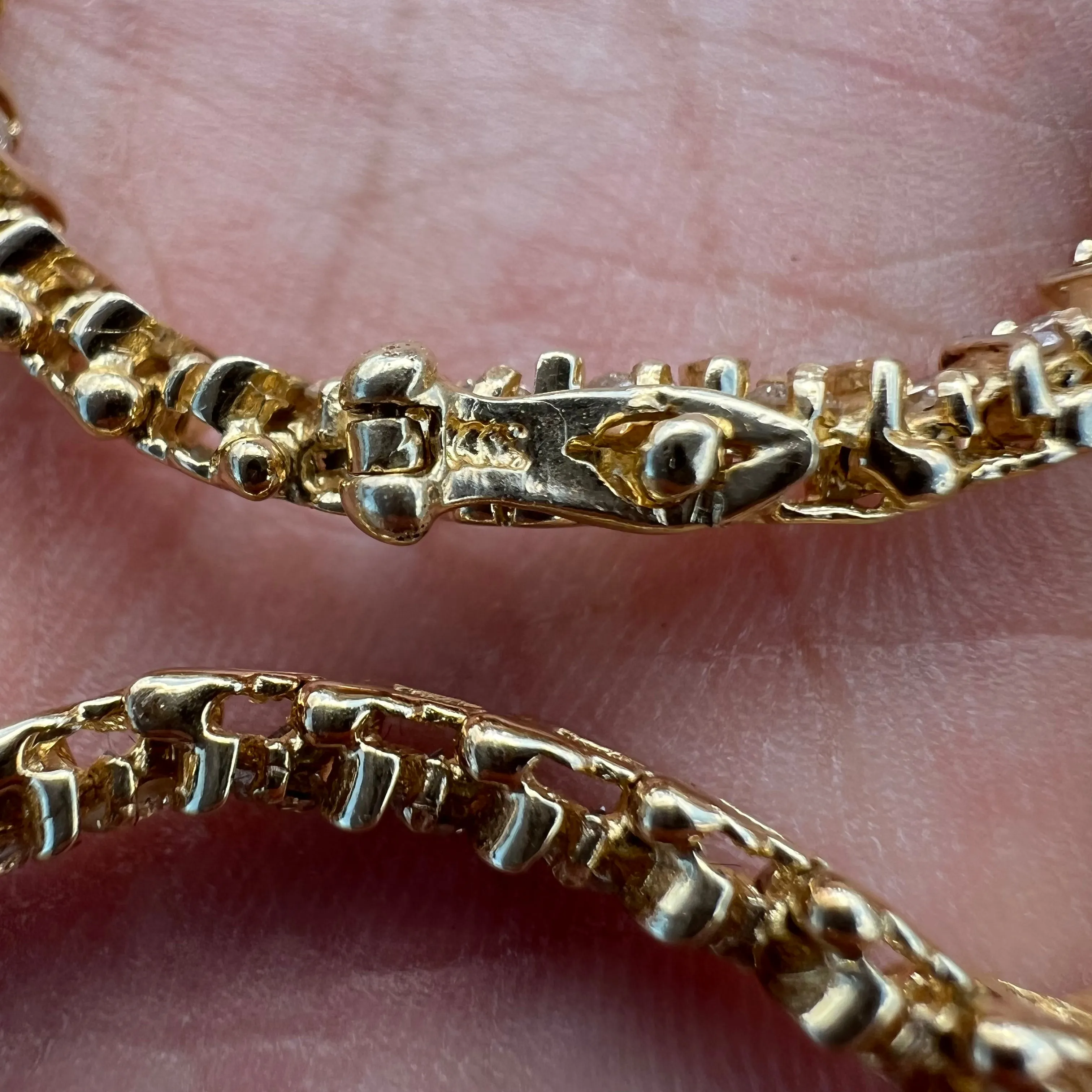 Vintage 14k Yellow Gold 2.0CTW Natural Diamond S-Link Tennis Bracelet (7”)