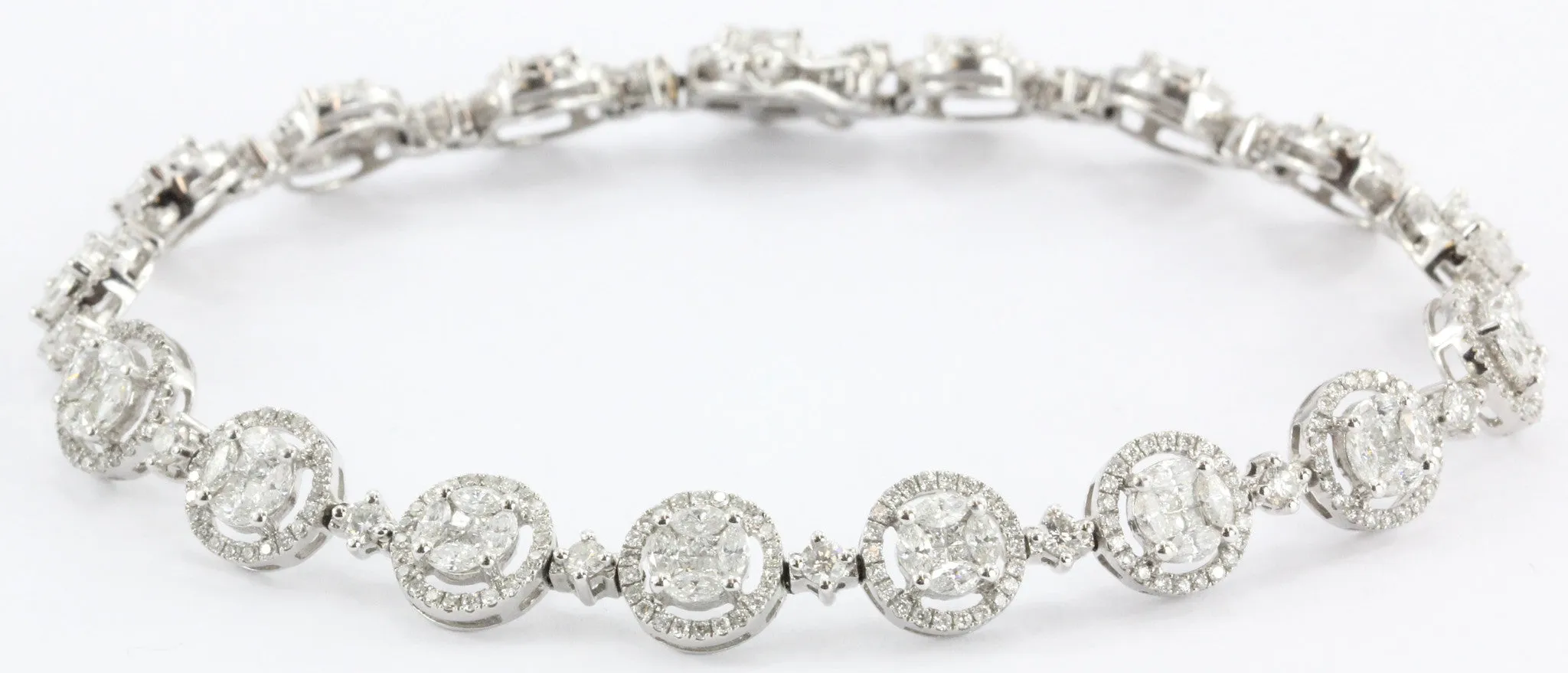 Vintage Di Modolo 18K White Gold 4.5 CTW Overlapping Diamond Tennis Bracelet